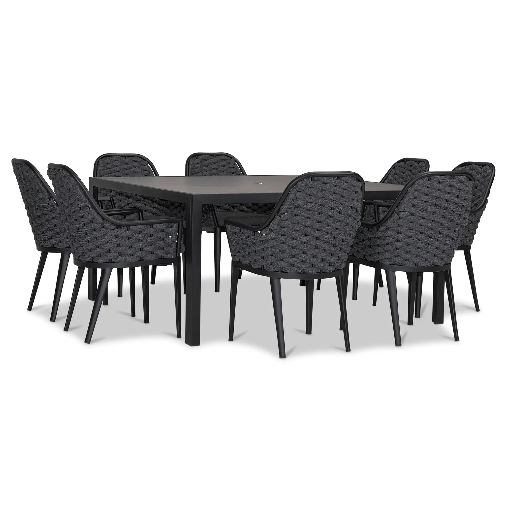 Harmonia Living Parlor 9 Piece Aluminum Square Dining Set - Carbon 4