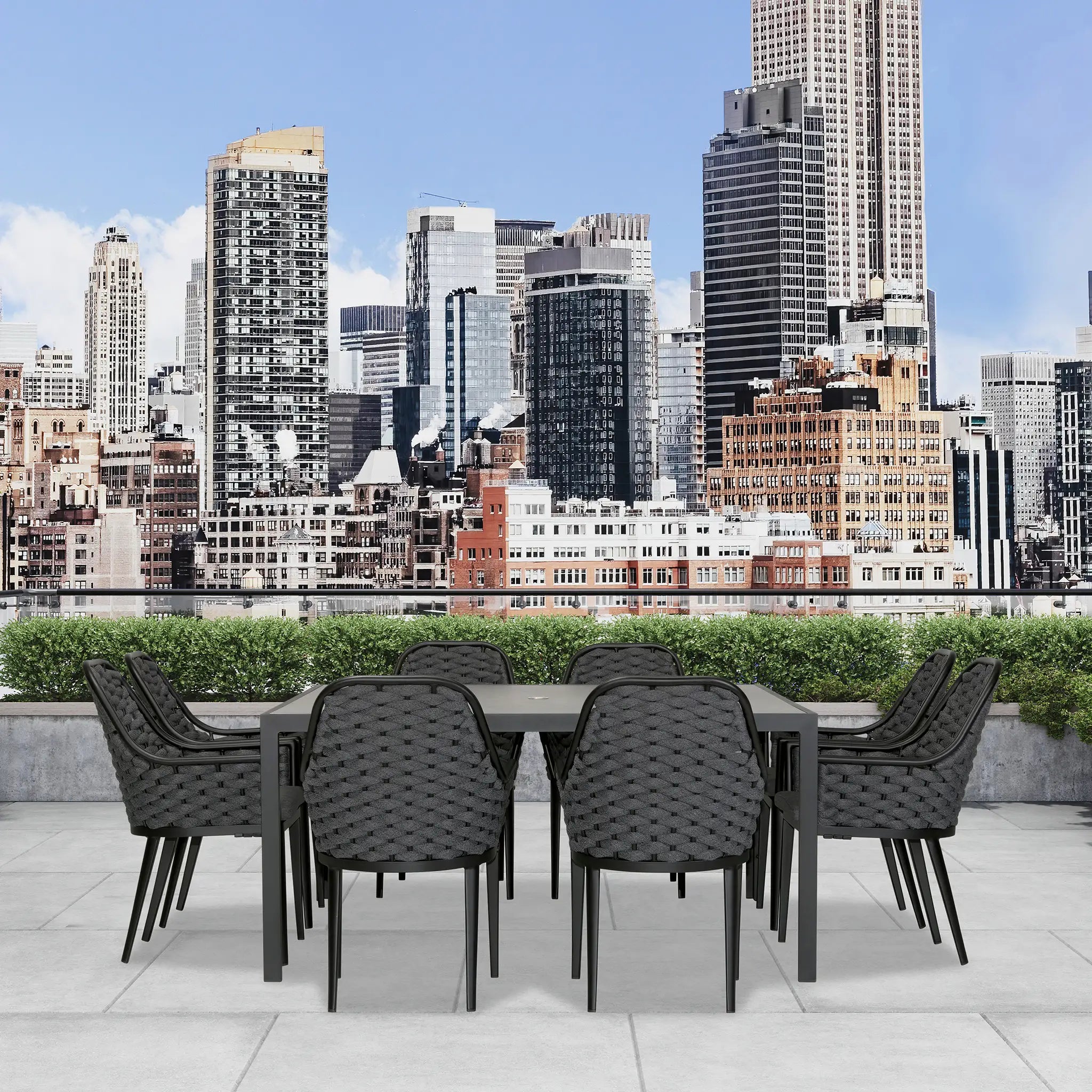 Harmonia Living Parlor 9 Piece Aluminum Square Dining Set - Carbon 8