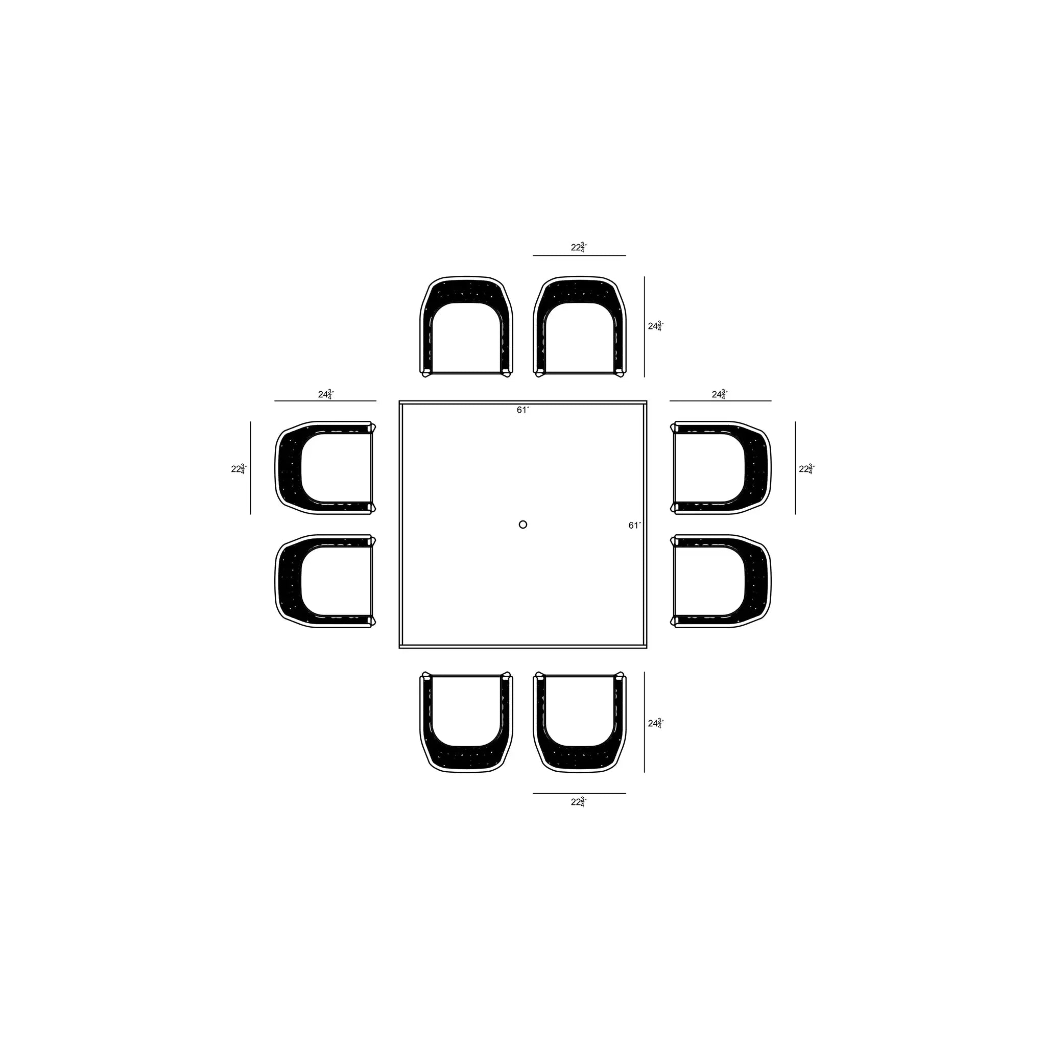Harmonia Living Parlor 9 Piece Aluminum Square Dining Set - Carbon 12
