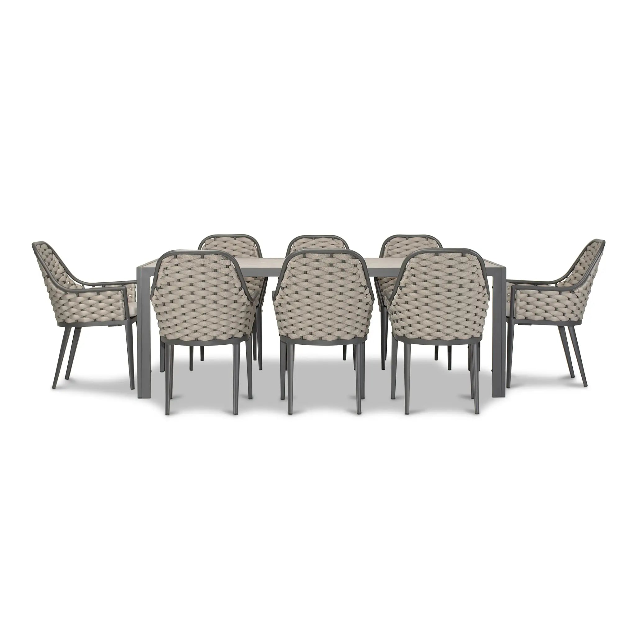 Harmonia Living Parlor 9 Piece Aluminum Dining Set - Slate 3