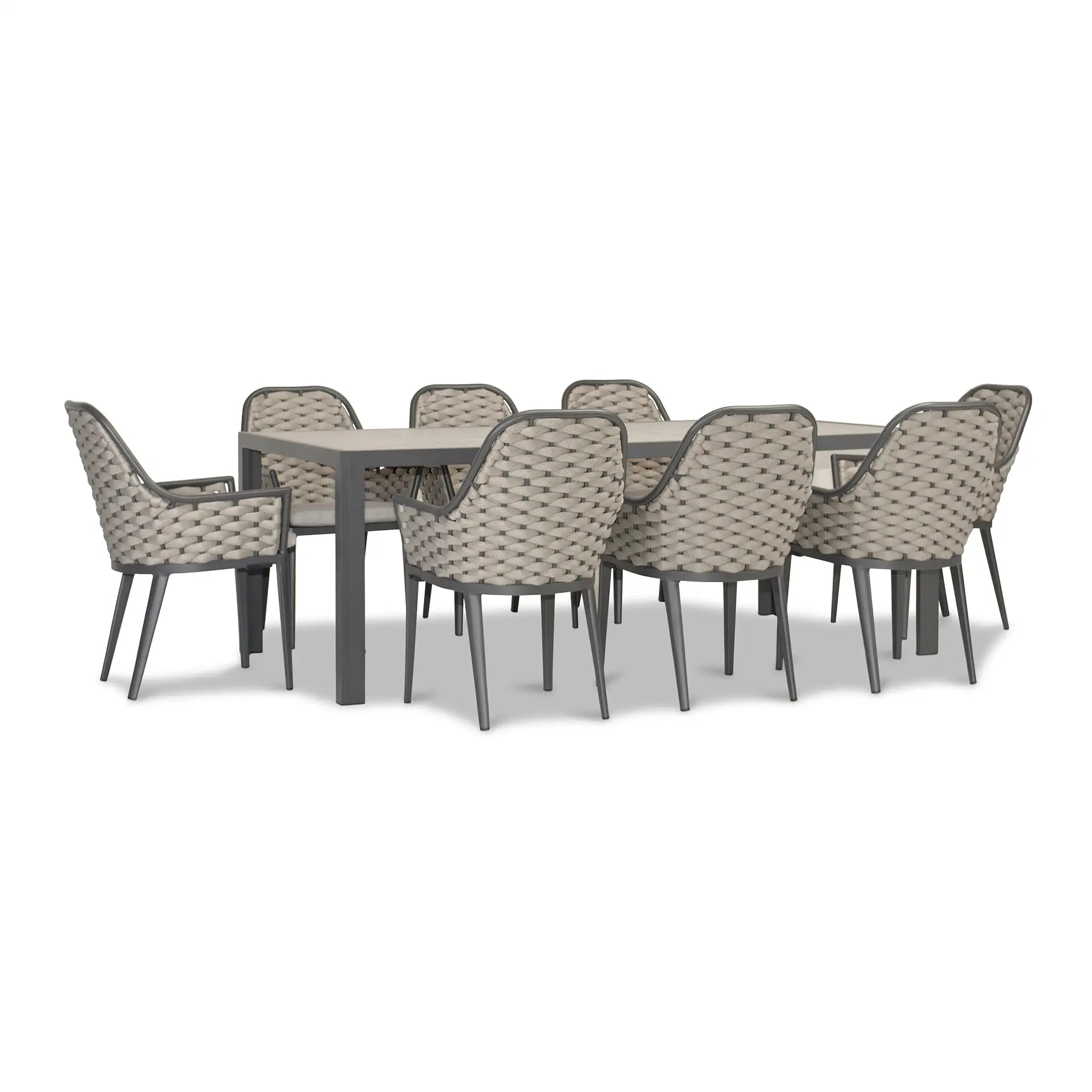 Harmonia Living Parlor 9 Piece Aluminum Dining Set - Slate 4