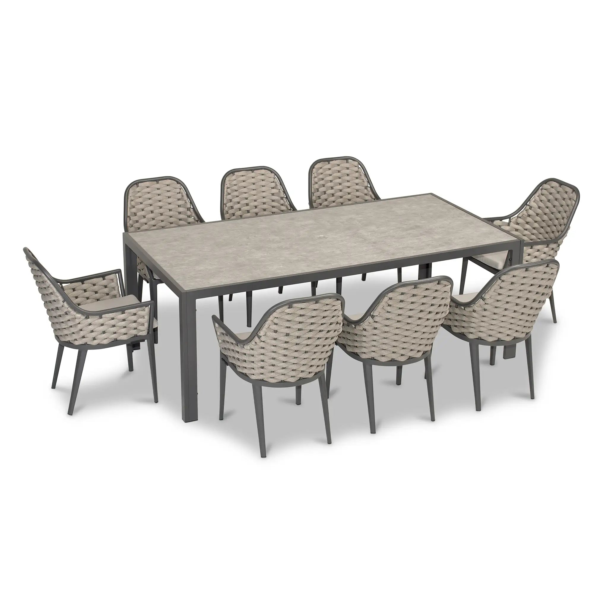 Harmonia Living Parlor 9 Piece Aluminum Dining Set - Slate 5