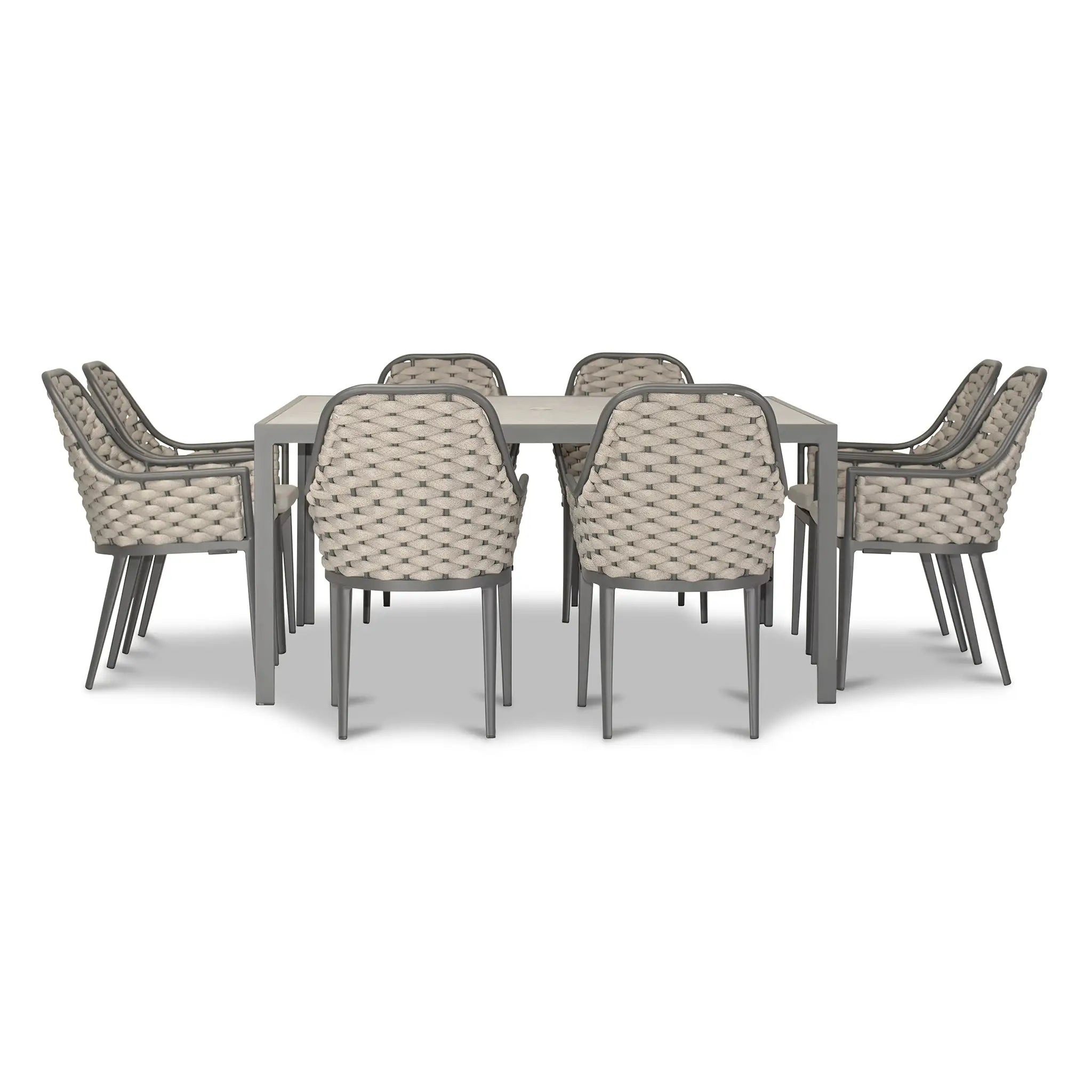 Harmonia Living Parlor 9 Piece Aluminum Square Dining Set - Slate 2