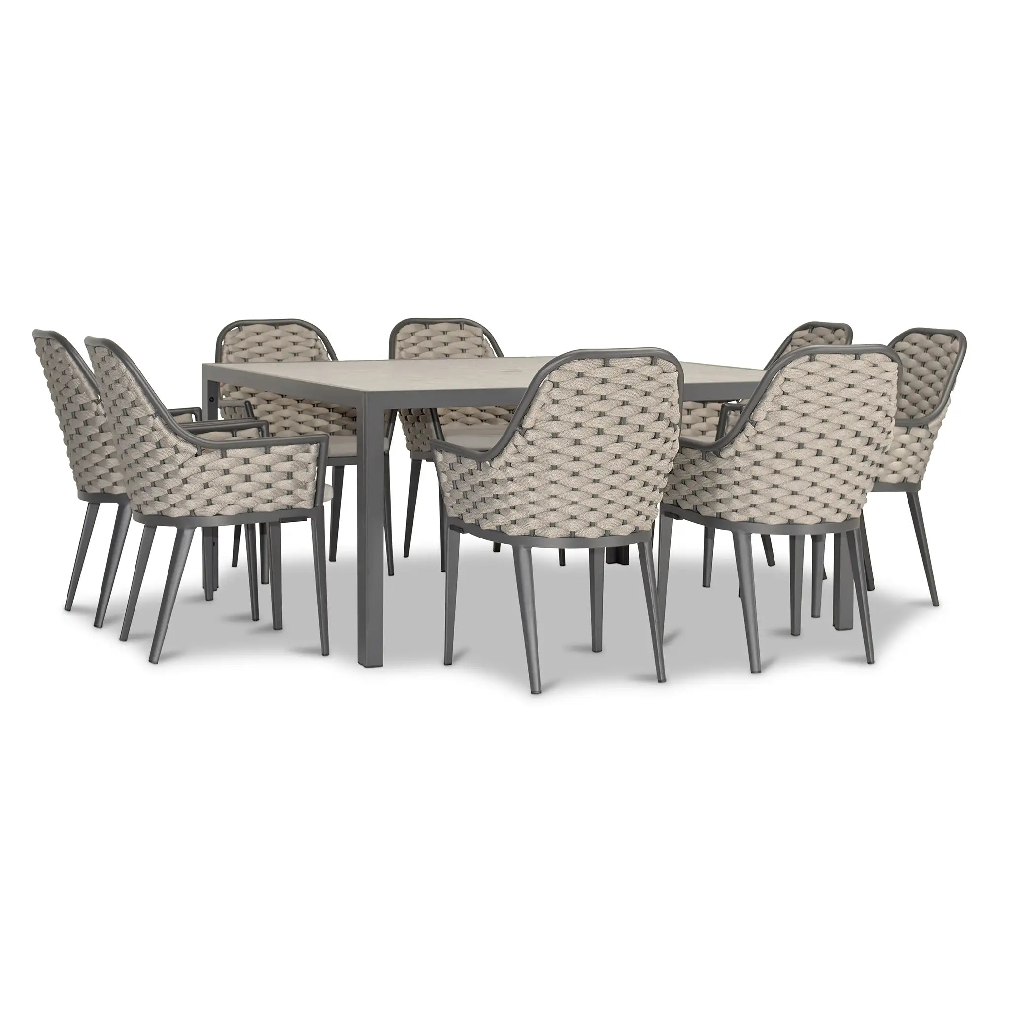 Harmonia Living Parlor 9 Piece Aluminum Square Dining Set - Slate 3