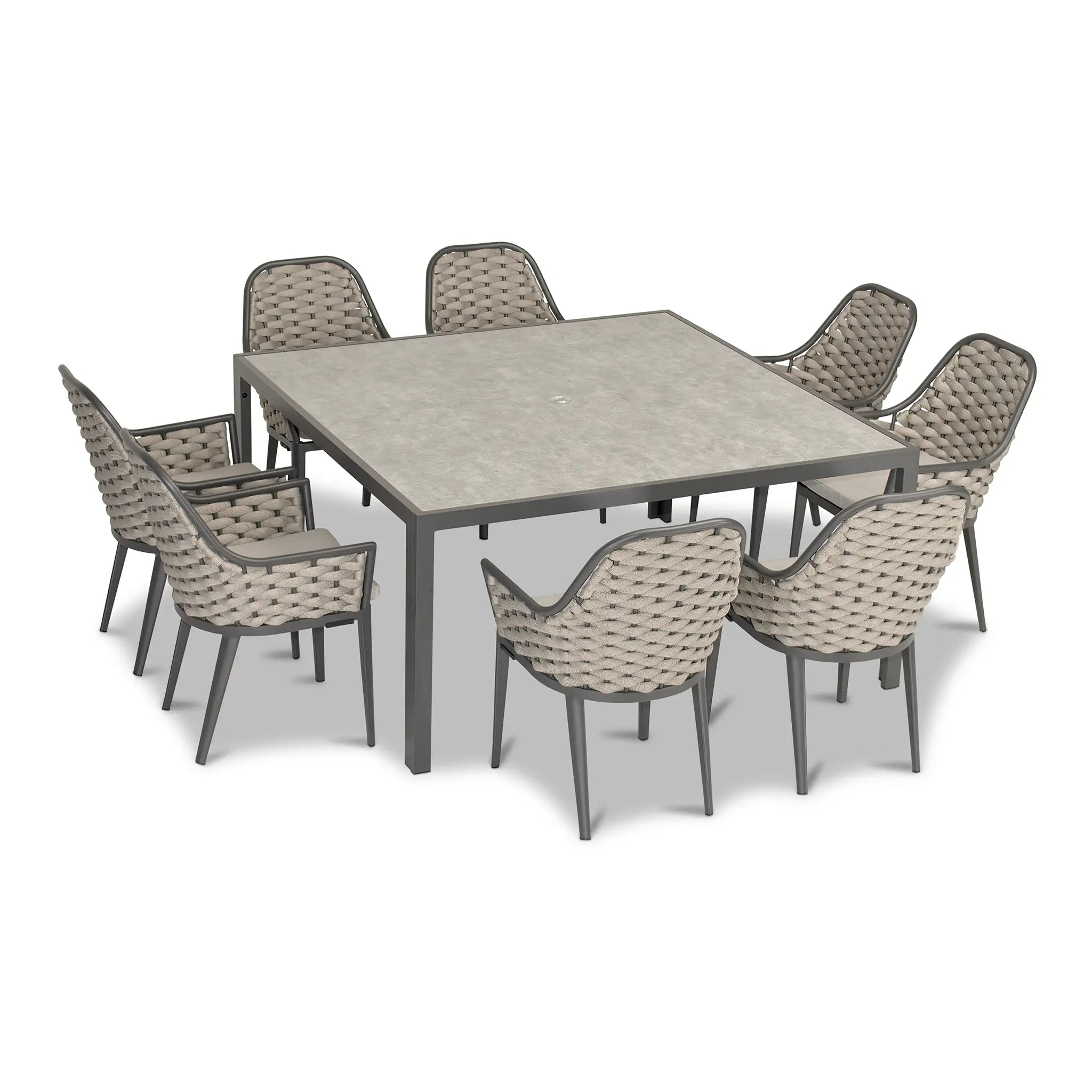 Harmonia Living Parlor 9 Piece Aluminum Square Dining Set - Slate 1
