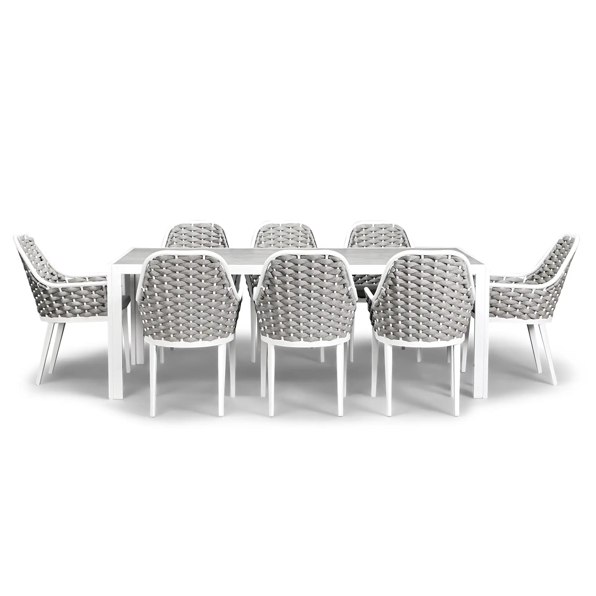 Harmonia Living Parlor 9 Piece Aluminum Dining Set - White 1