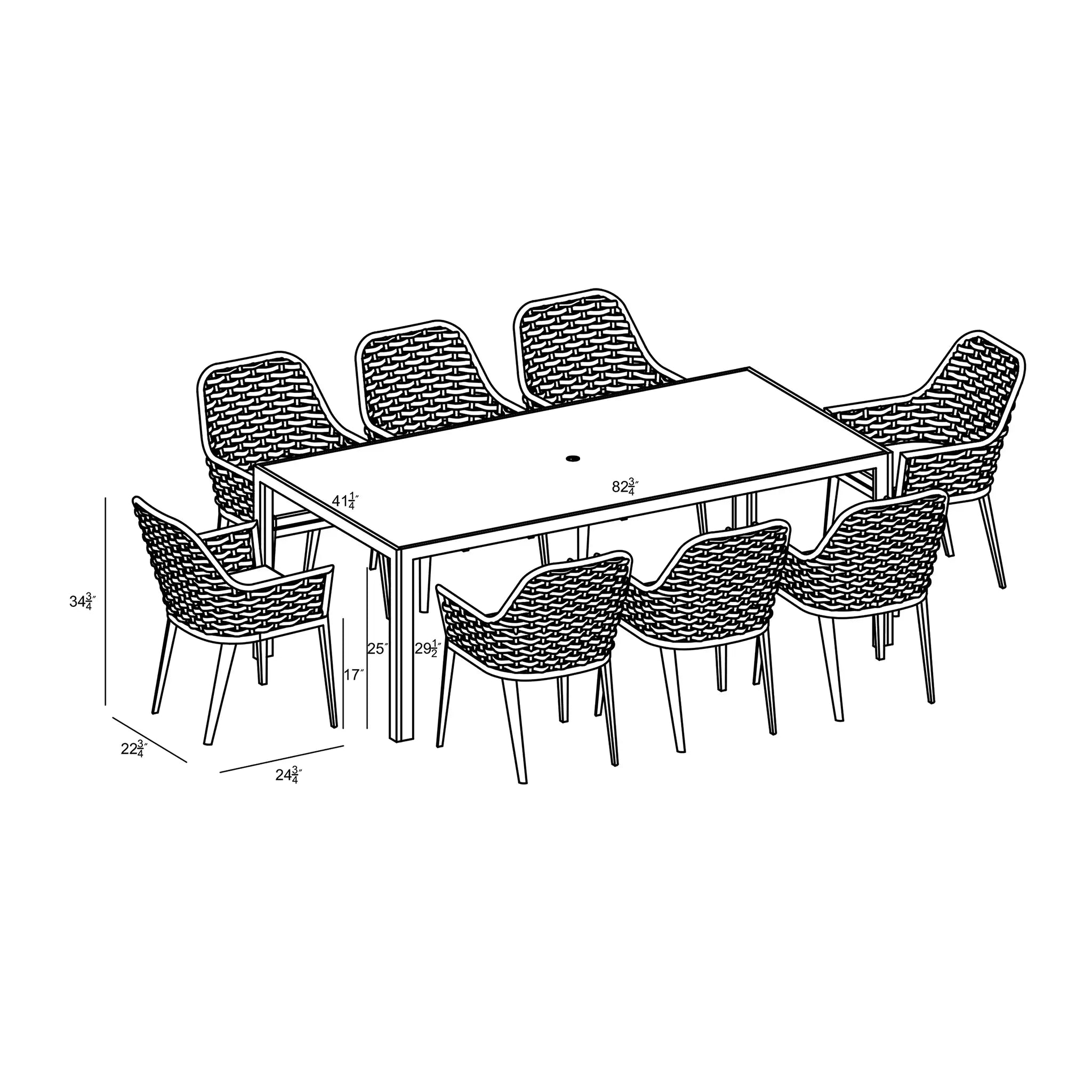 Harmonia Living Parlor 9 Piece Aluminum Dining Set - White 7