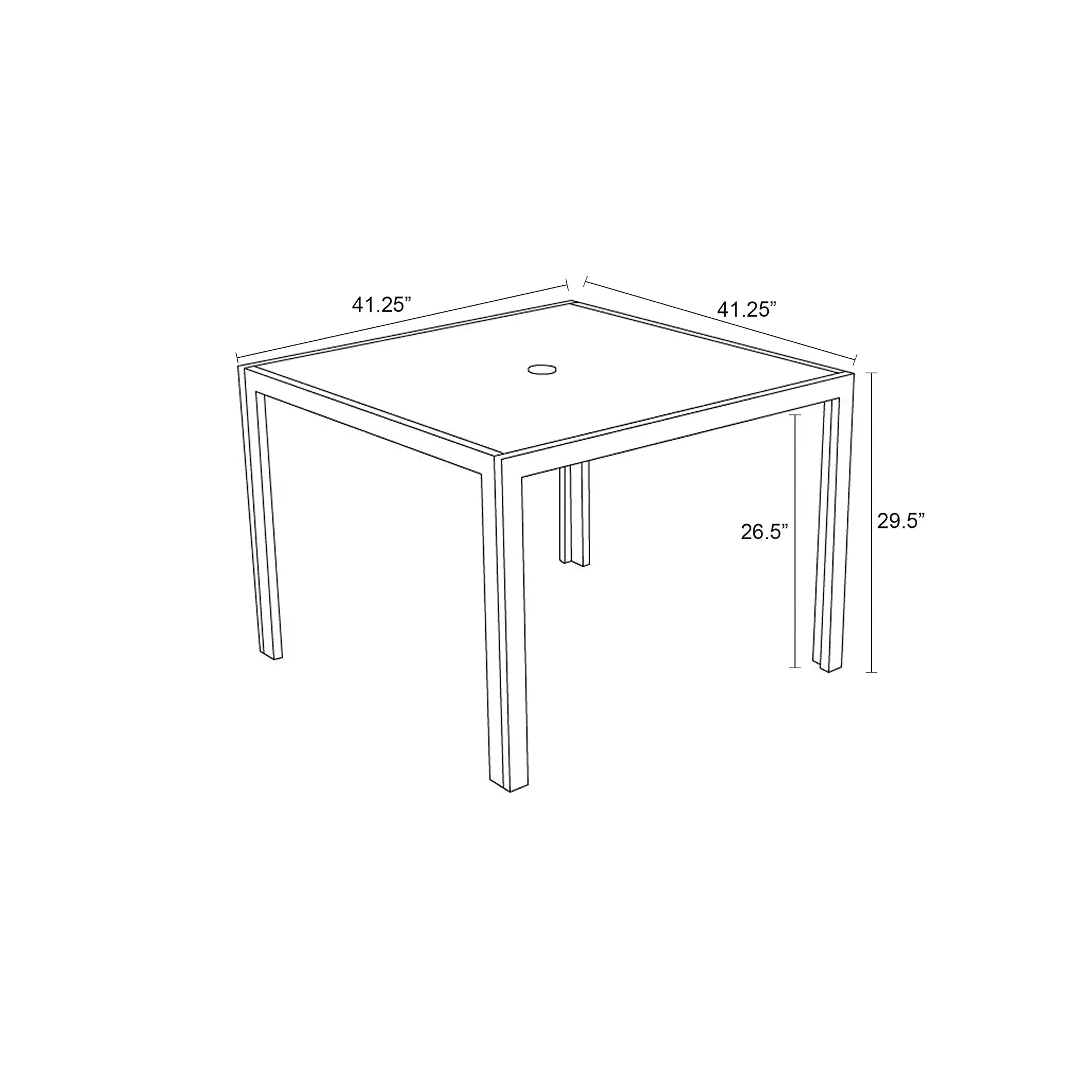 Harmonia Living Staple 4-Seat Aluminum Square Dining Table - Black 4