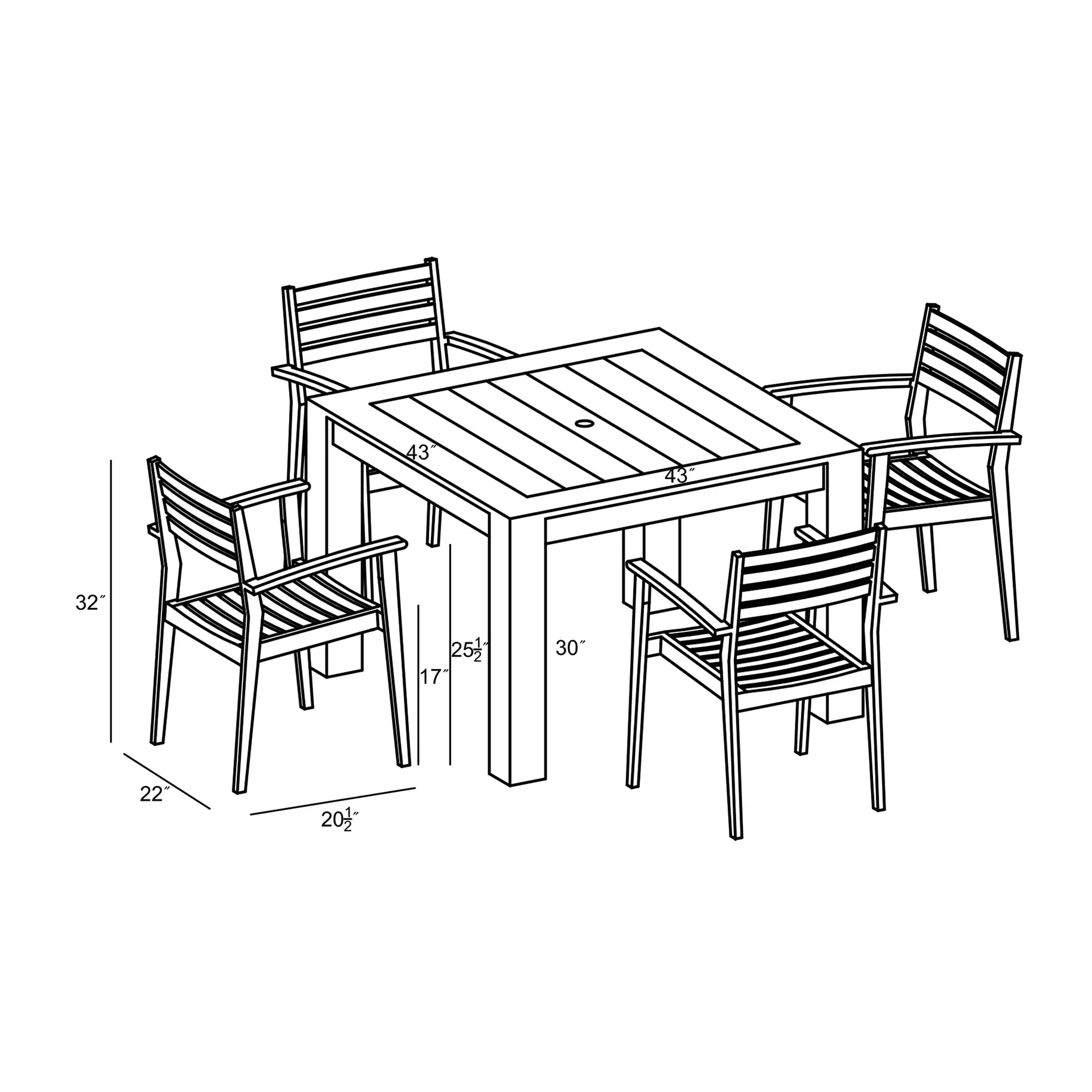 Harmonia Living Sylvan 5 Piece Dining Set 86