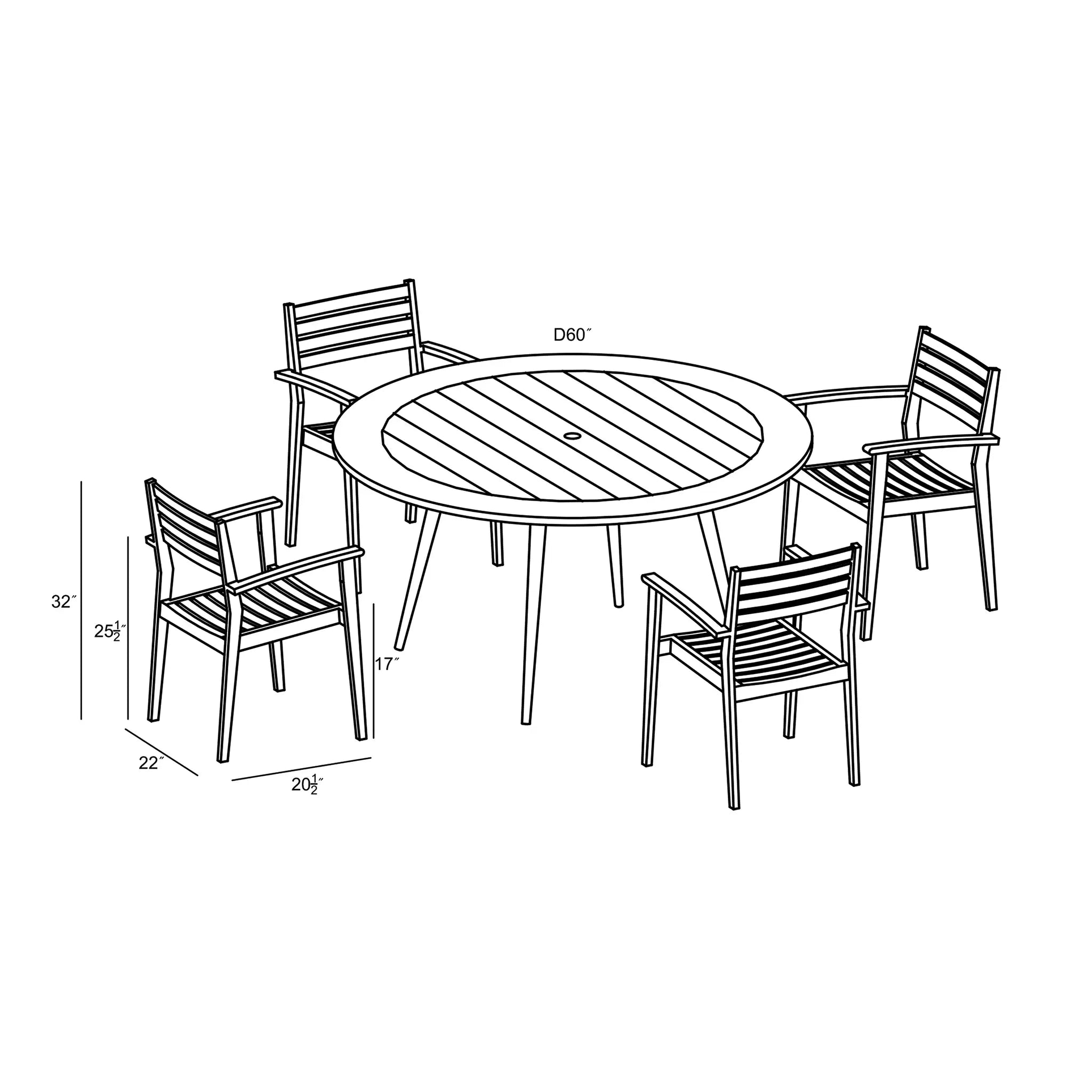 Harmonia Living Sylvan 5 Piece Round Dining Set 85