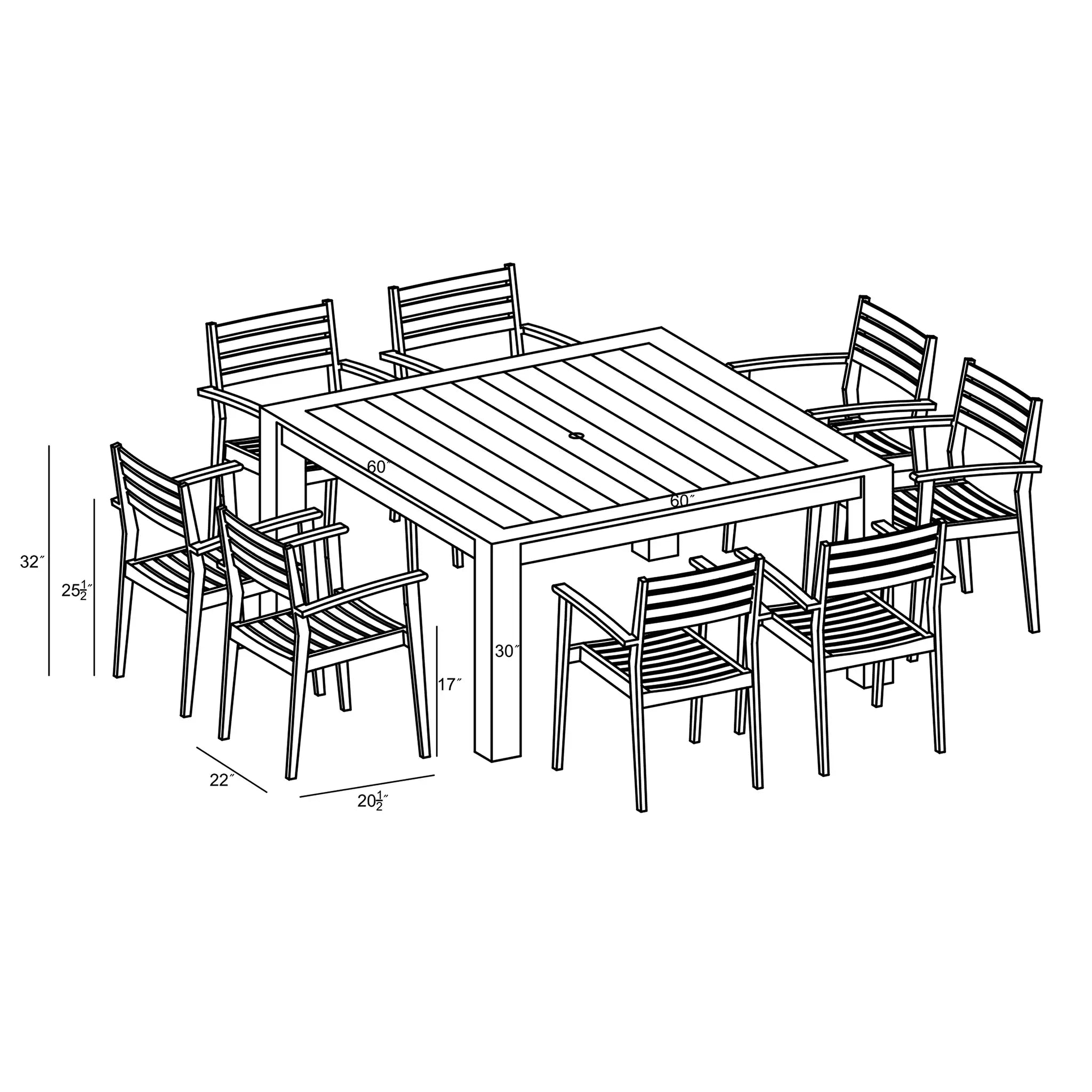 Harmonia Living Sylvan 9 Piece Square Dining Set 48