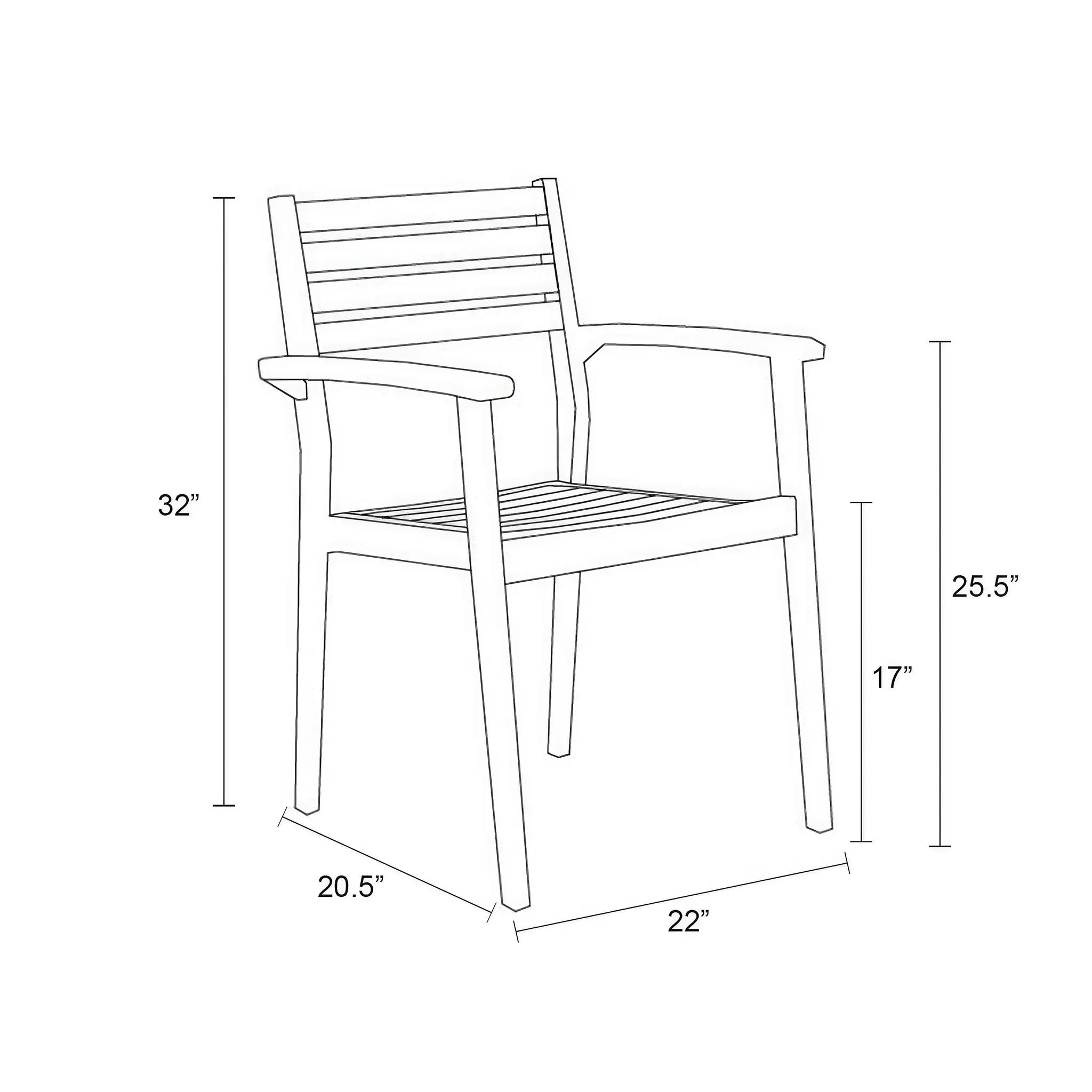 Harmonia Living Sylvan Teak Dining Arm Chair 66