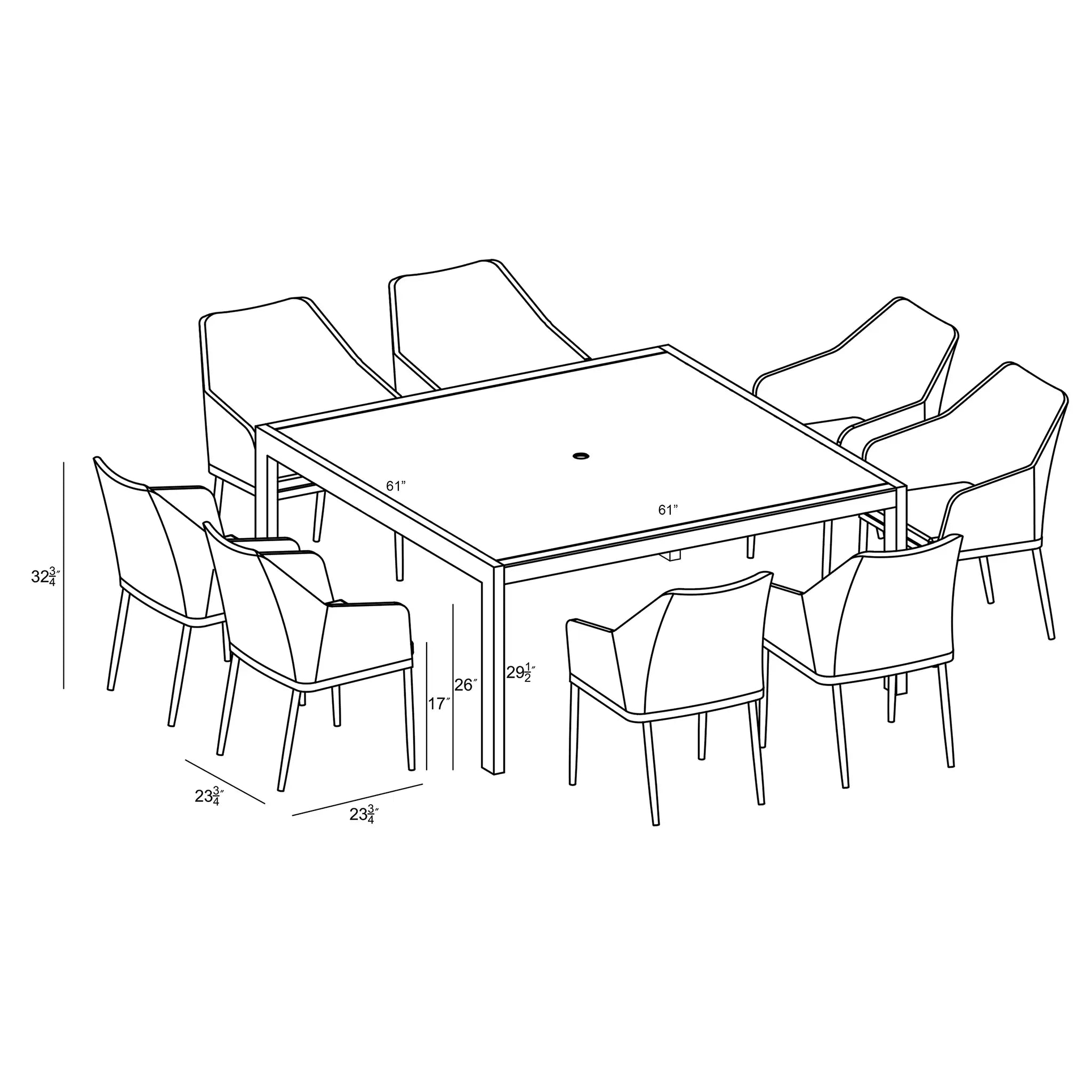 Harmonia Living Tailor 9 Piece Aluminum Square Dining Set - Slate 6