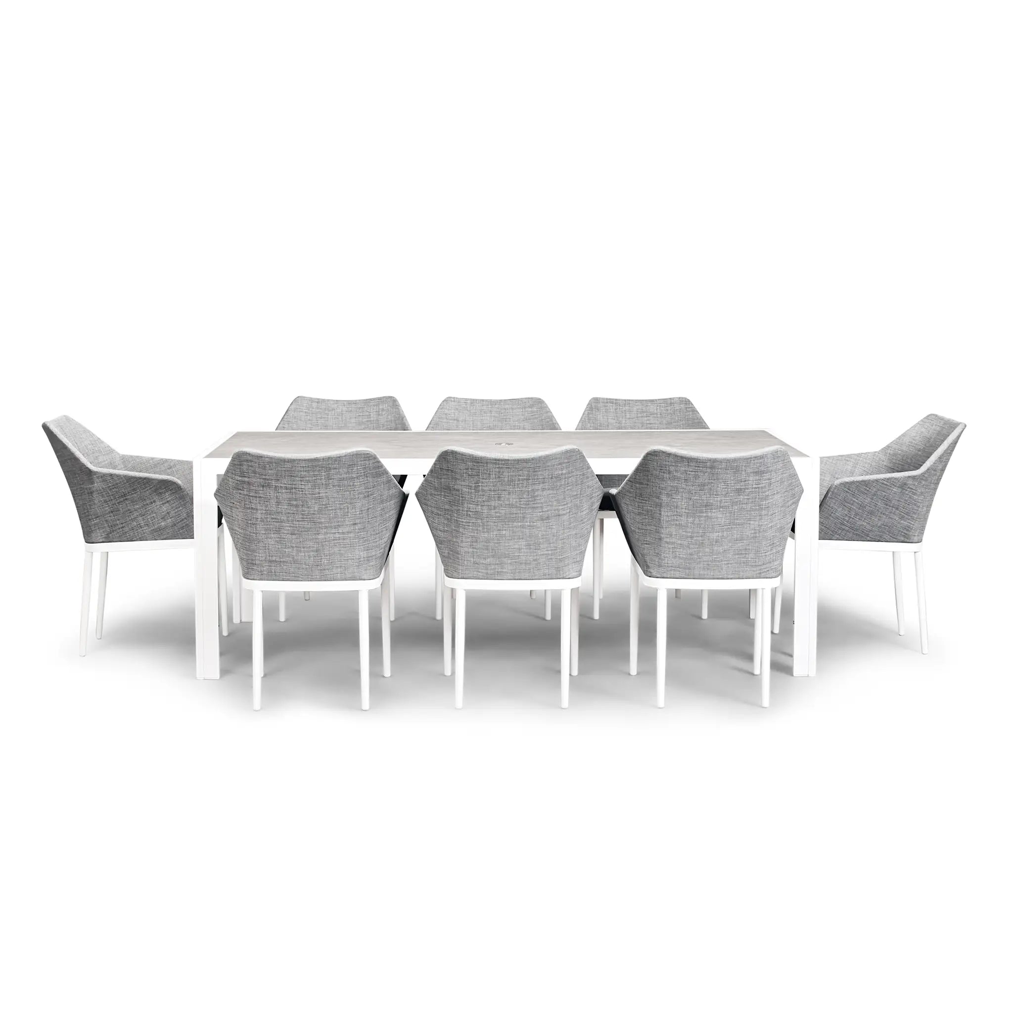 Harmonia Living Tailor 9 Piece Aluminum Dining Set - White 1