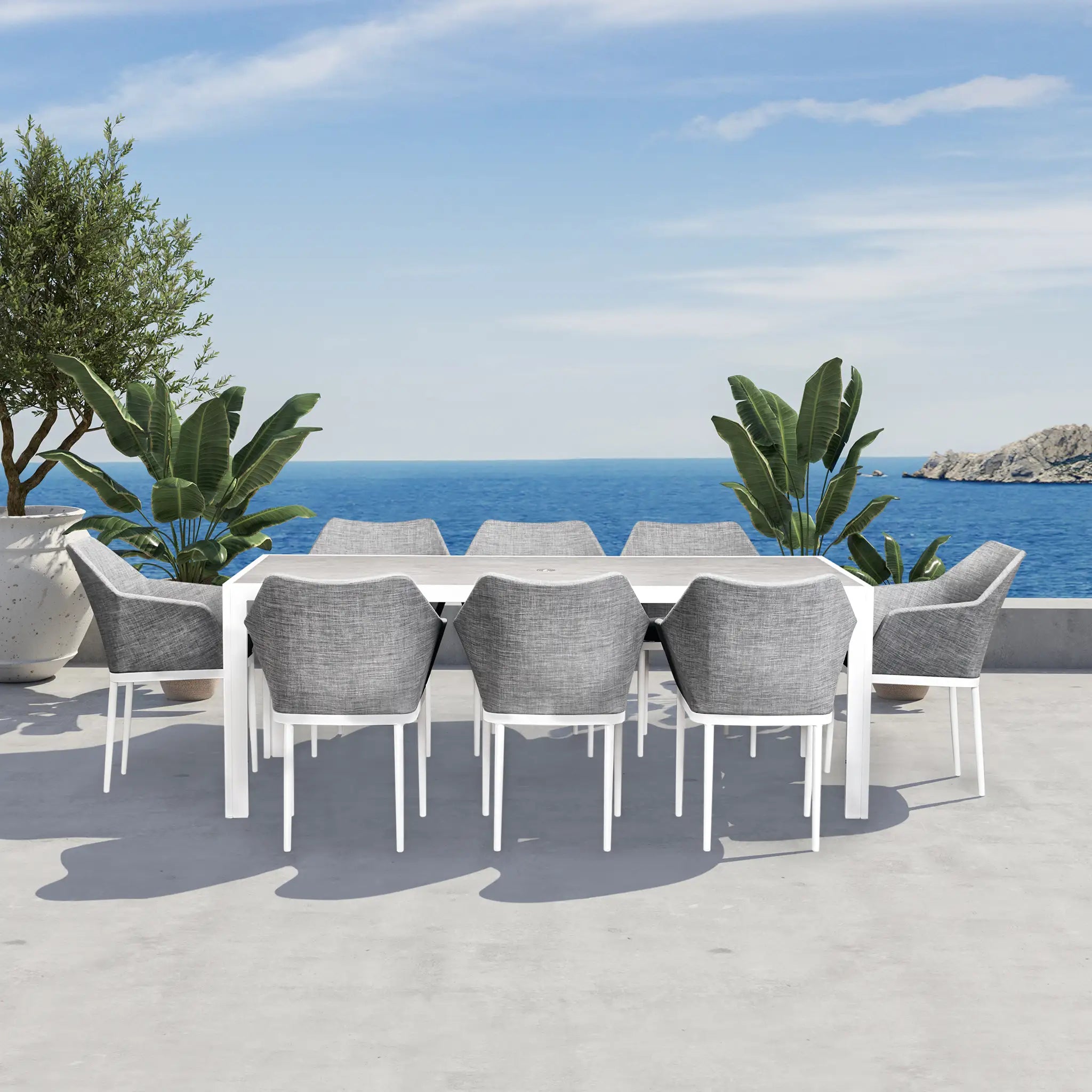 Harmonia Living Tailor 9 Piece Aluminum Dining Set - White 4