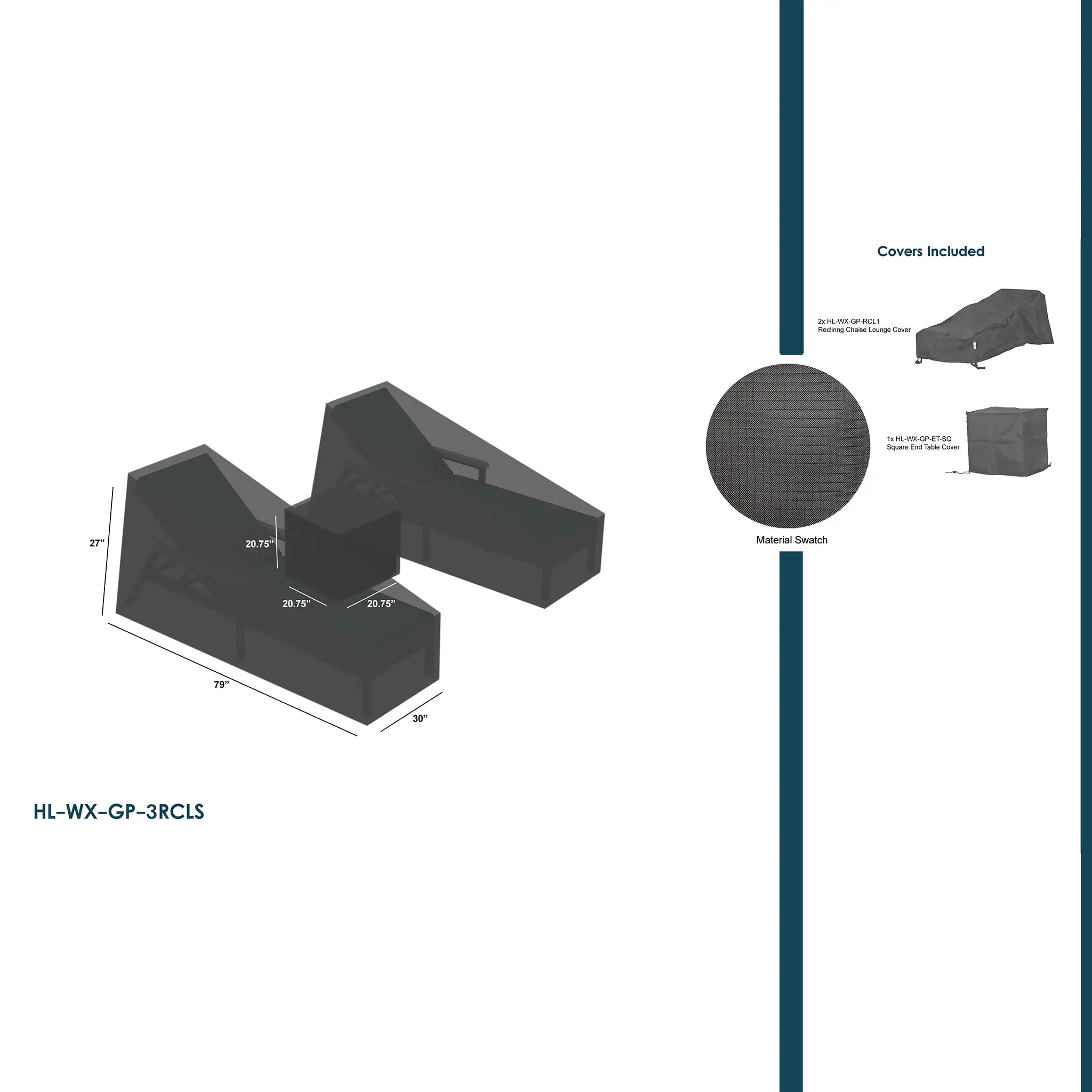 Harmonia Living WeatherX Covers For 3 Piece Chaise Lounge Set 1