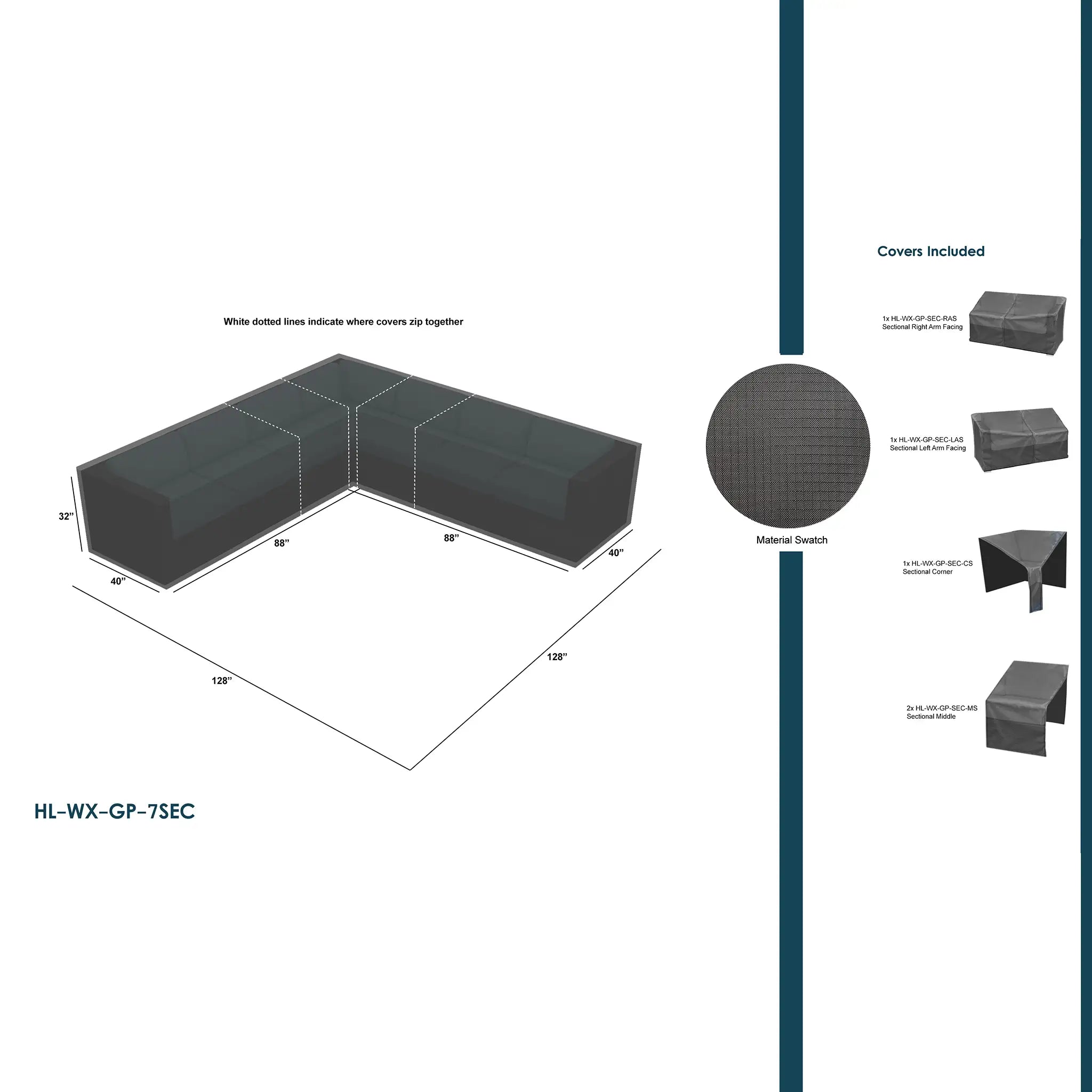 Harmonia Living WeatherX Covers For 7 Piece Sectional Set 1