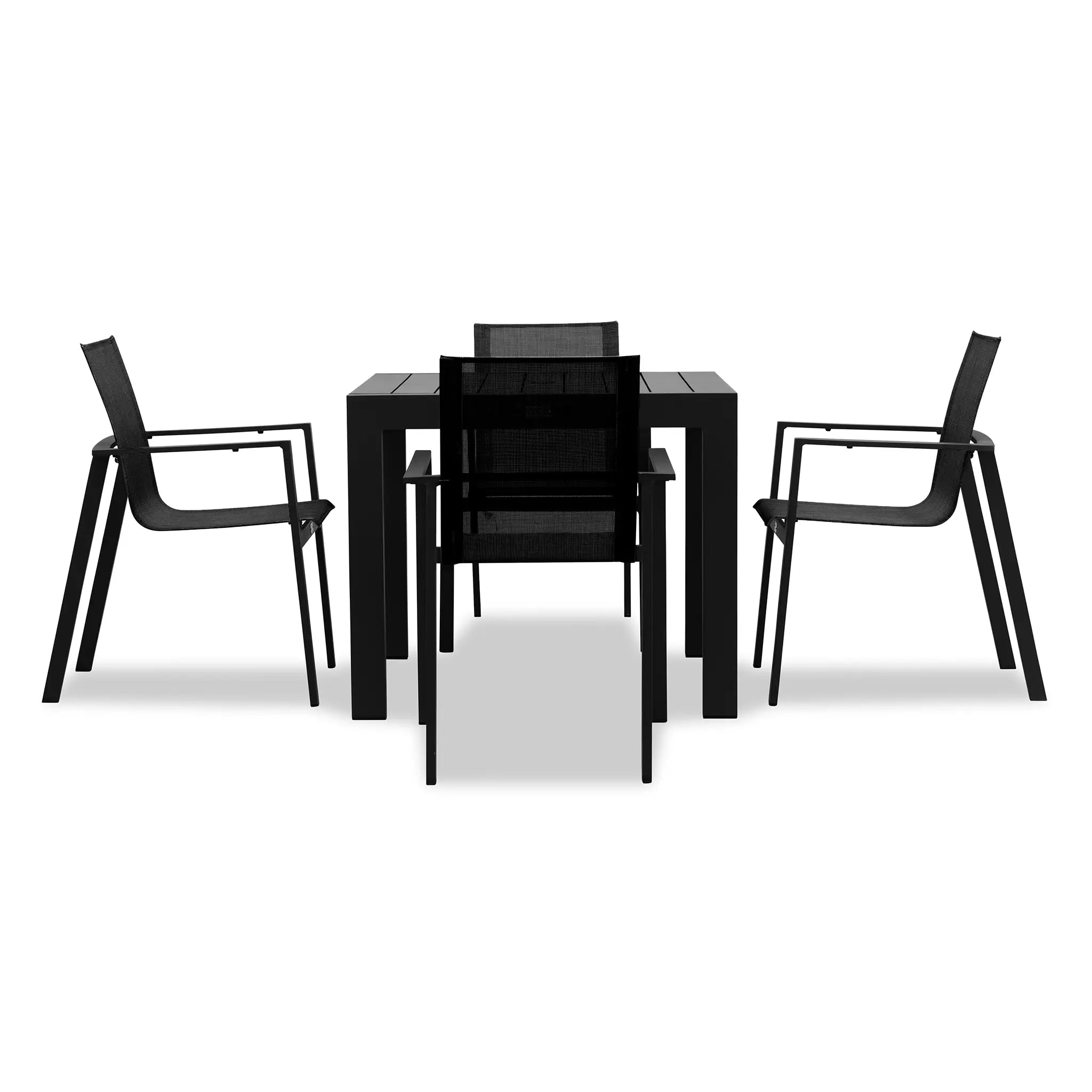 Harmonia Living Lift Classic 4 Seat Aluminum Dining Set - Black/Black 2