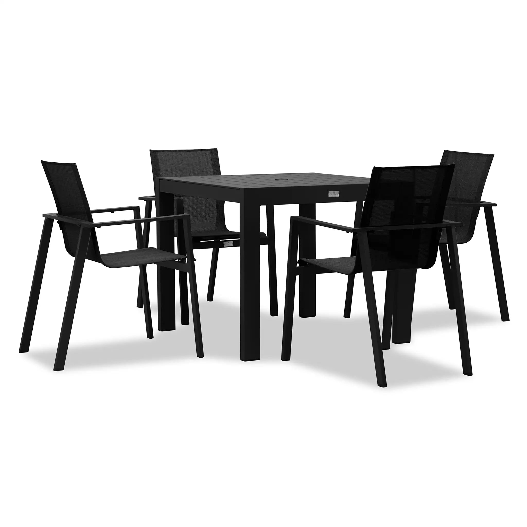 Harmonia Living Lift Classic 4 Seat Aluminum Dining Set - Black/Black 3
