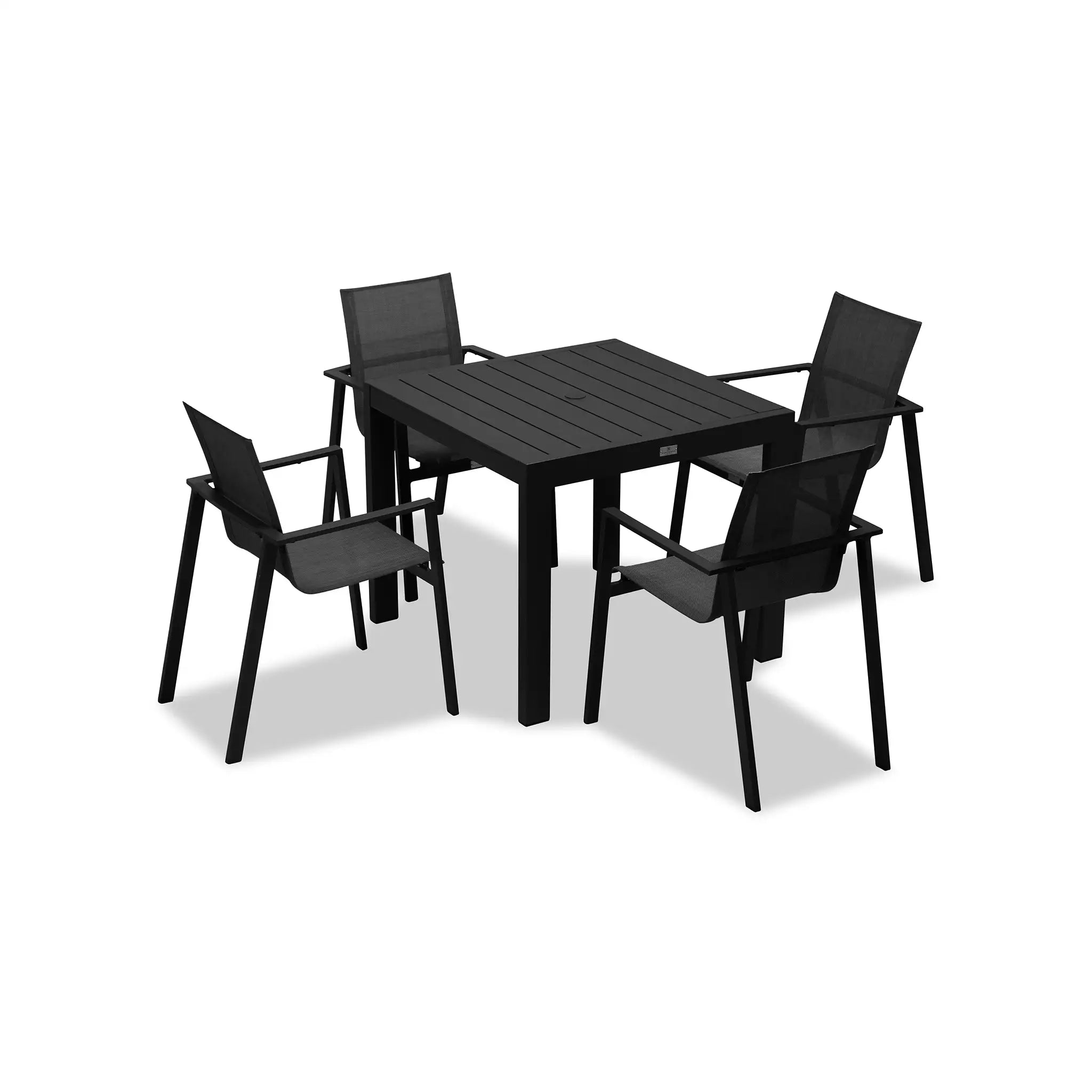 Harmonia Living Lift Classic 4 Seat Aluminum Dining Set - Black/Black 4