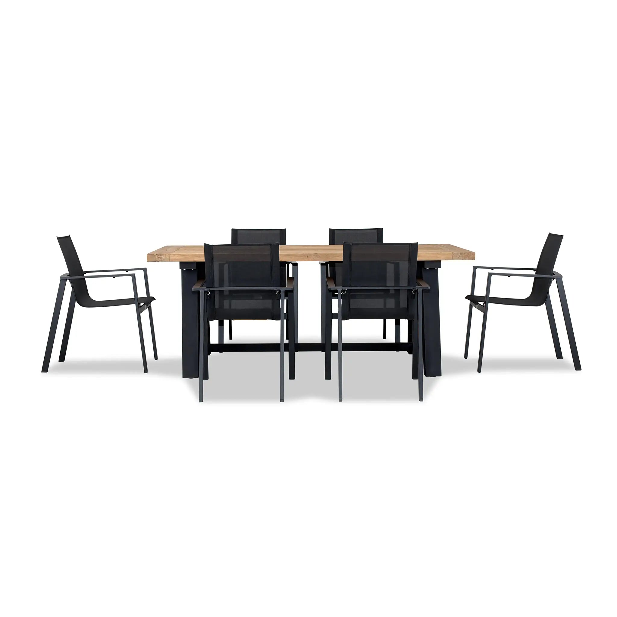 Harmonia Living Lift Mill 6 Seat Aluminum Reclaimed Teak Patio Dining Set 1