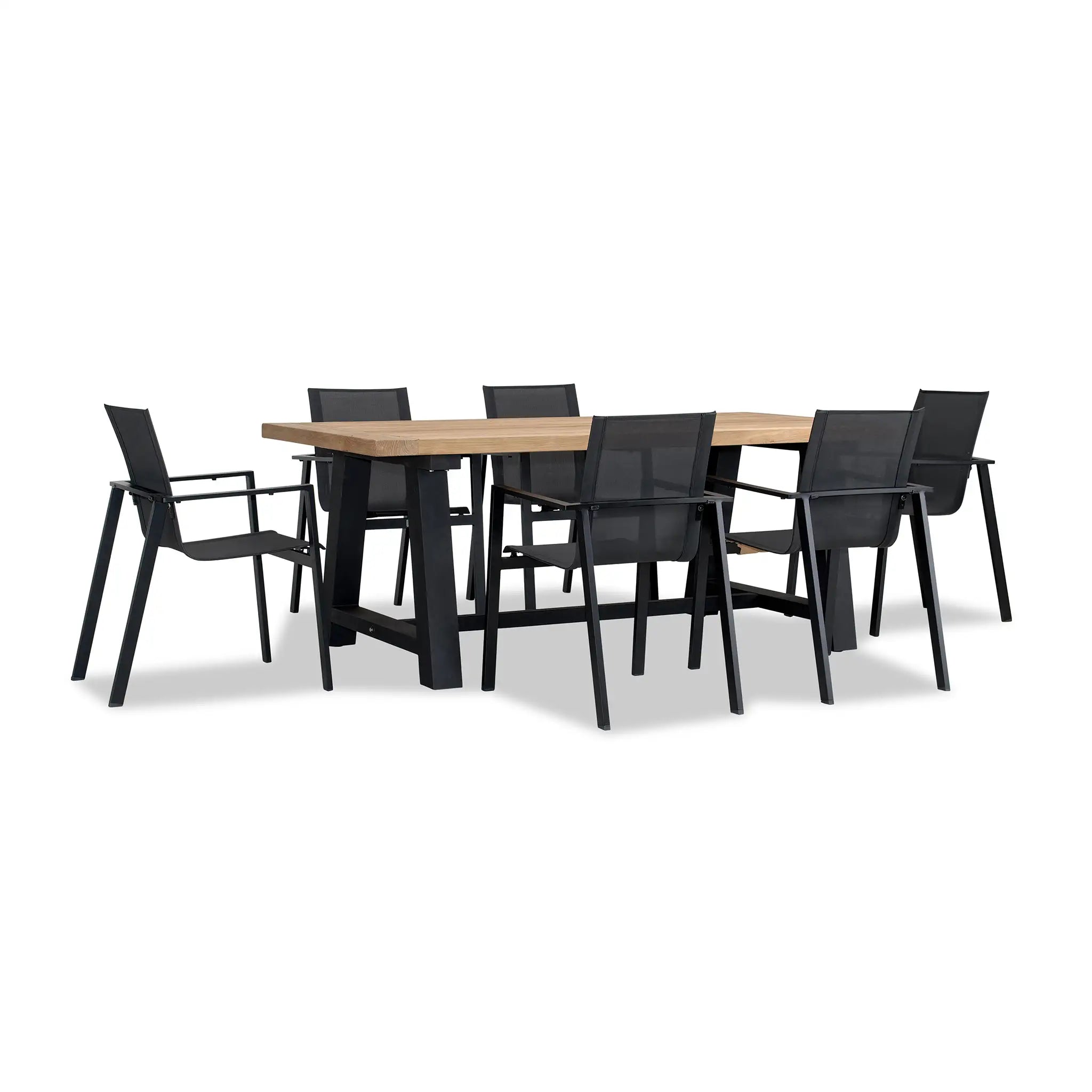 Harmonia Living Lift Mill 6 Seat Aluminum Reclaimed Teak Patio Dining Set 2
