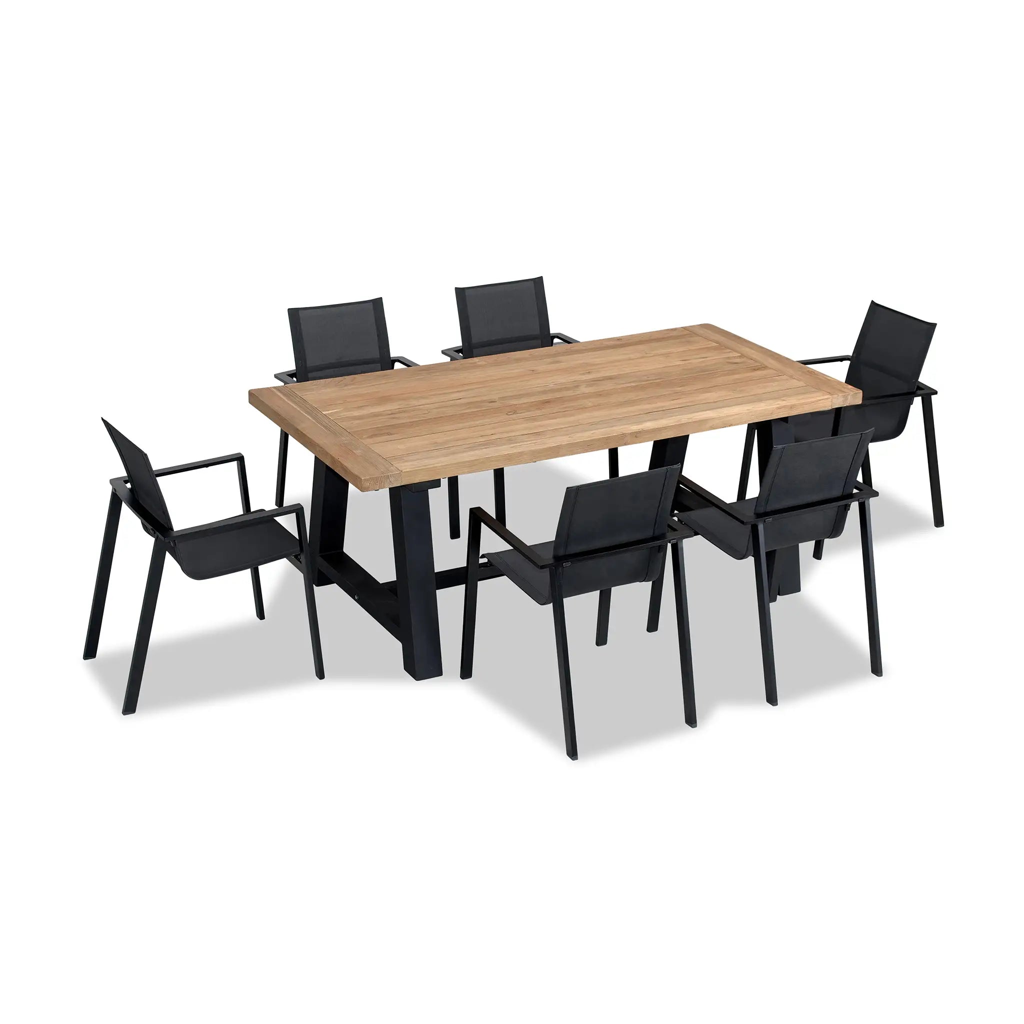 Harmonia Living Lift Mill 6 Seat Aluminum Reclaimed Teak Patio Dining Set 3