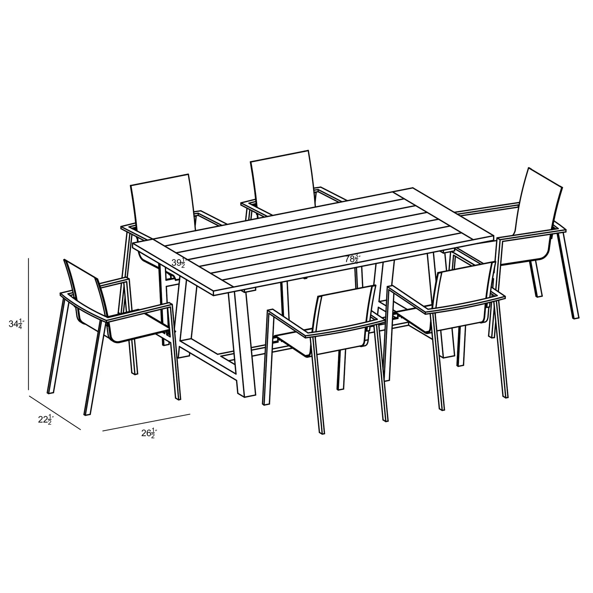 Harmonia Living Lift Mill 6 Seat Aluminum Reclaimed Teak Patio Dining Set 6