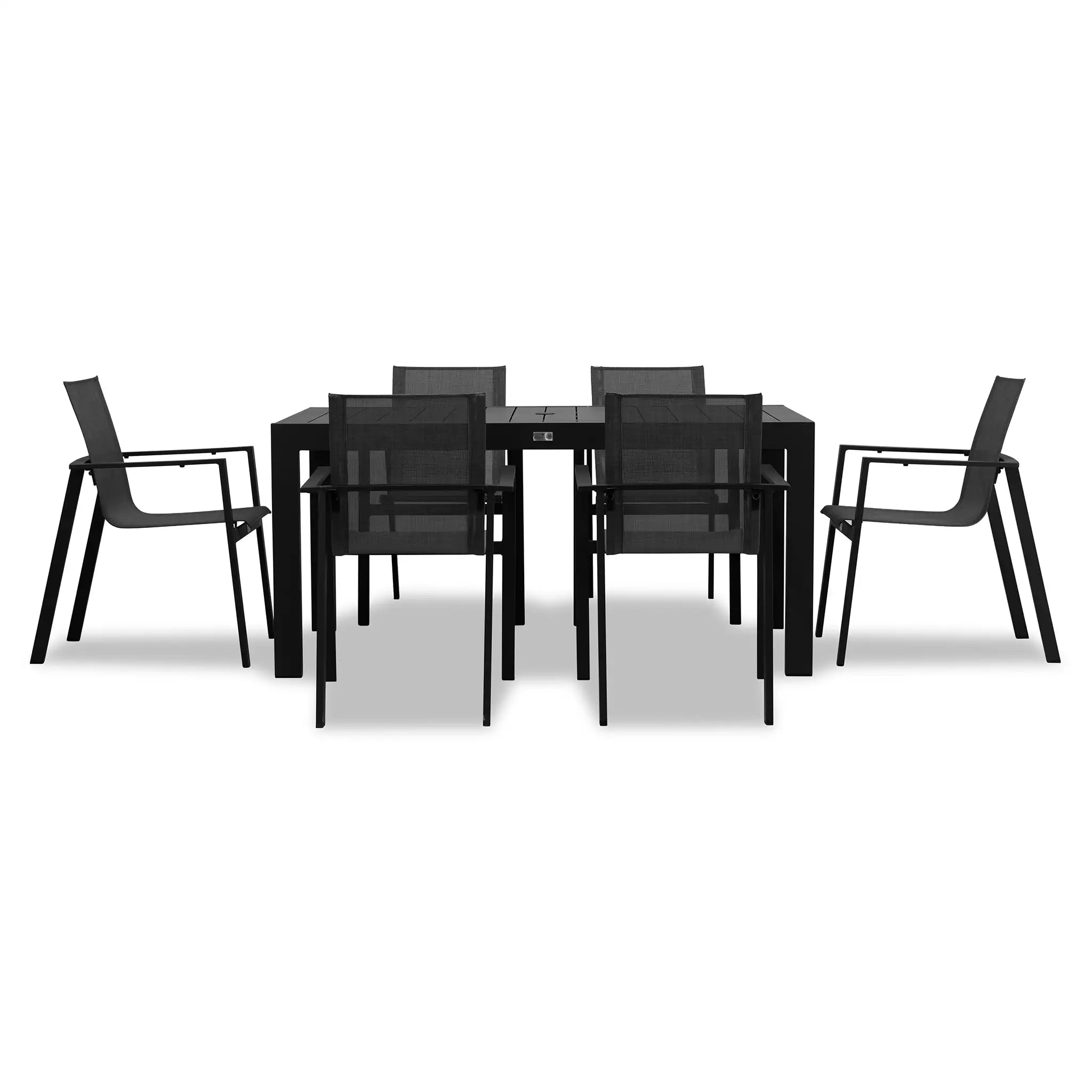 Harmonia Living Lift Classic 6 Seat Aluminum Rectangular Dining Set - Black/Black 1