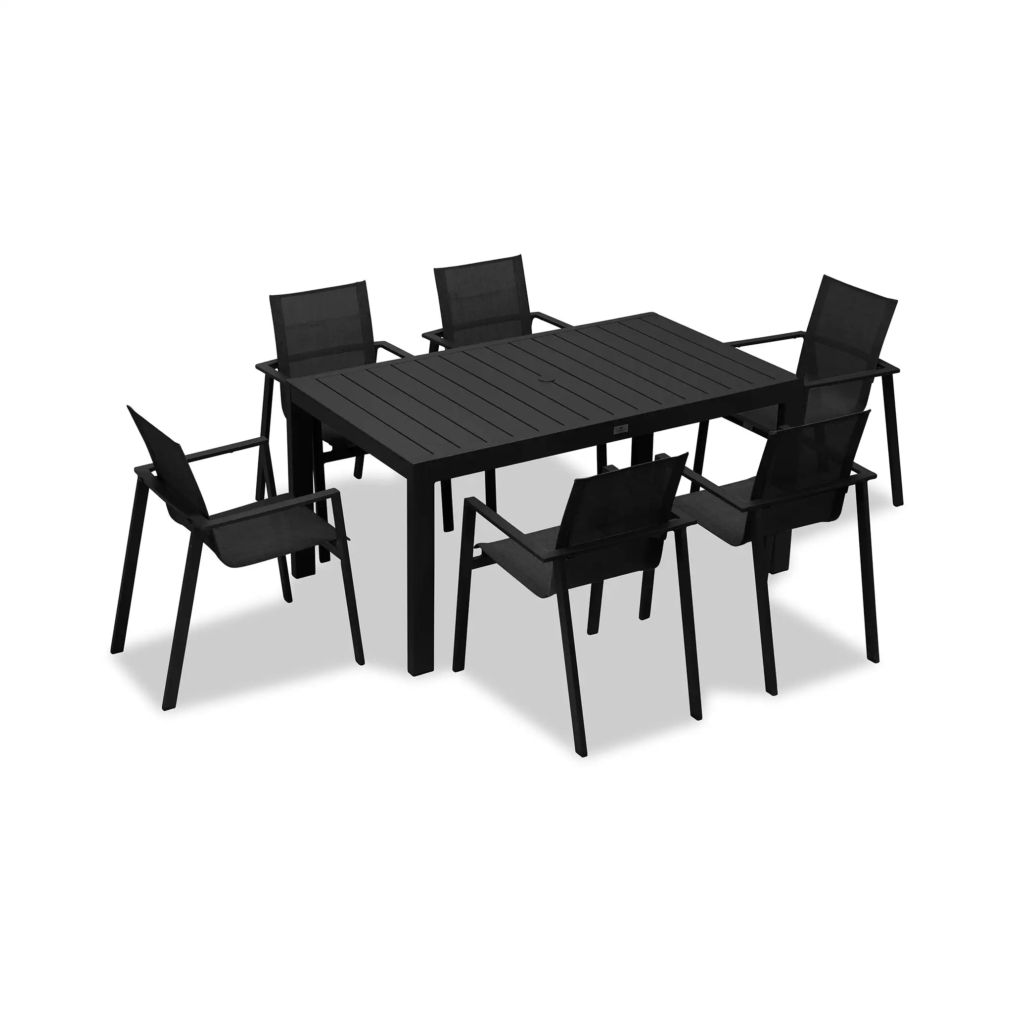Harmonia Living Lift Classic 6 Seat Aluminum Rectangular Dining Set - Black/Black 3