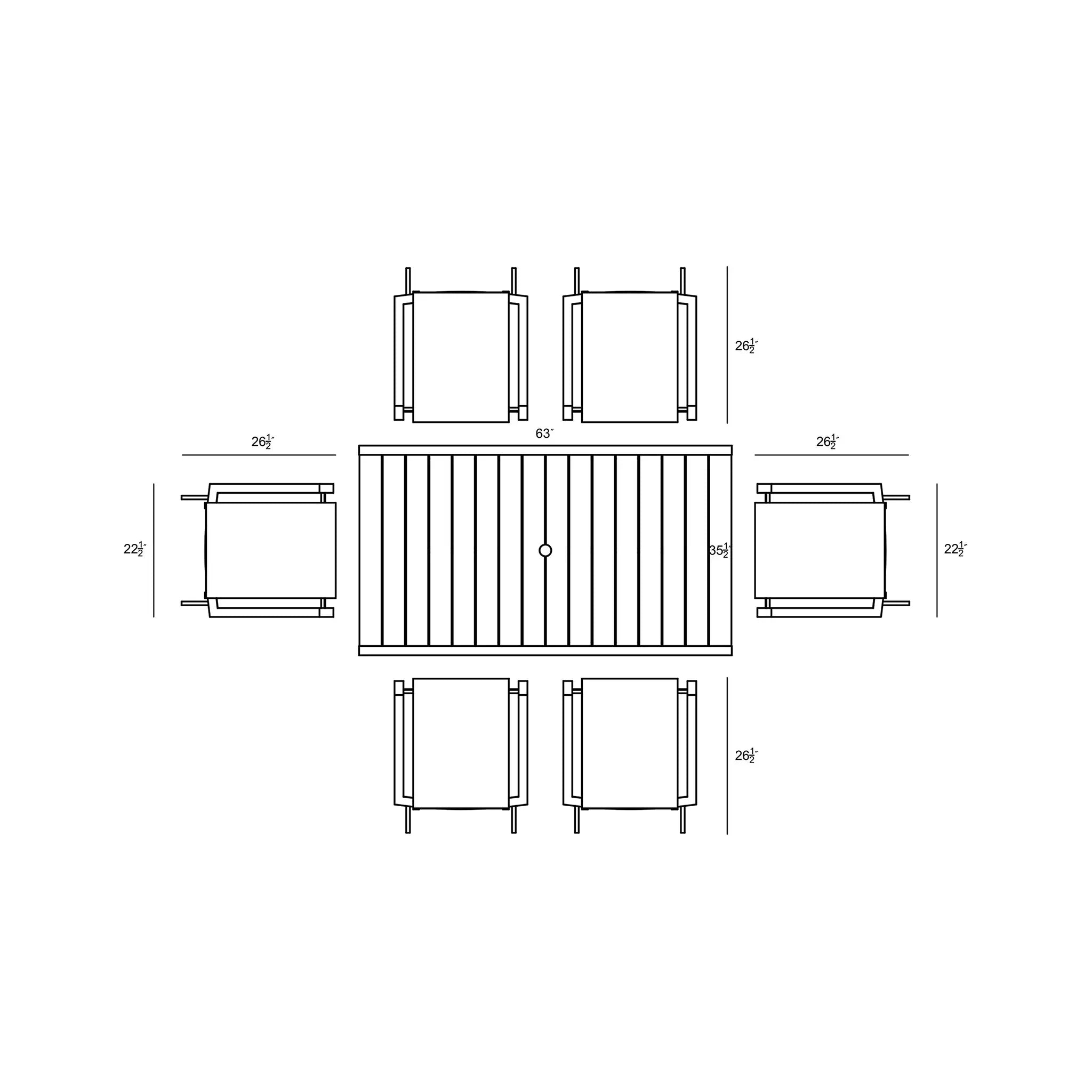 Harmonia Living Lift Classic 6 Seat Aluminum Rectangular Dining Set - Black/Black 7