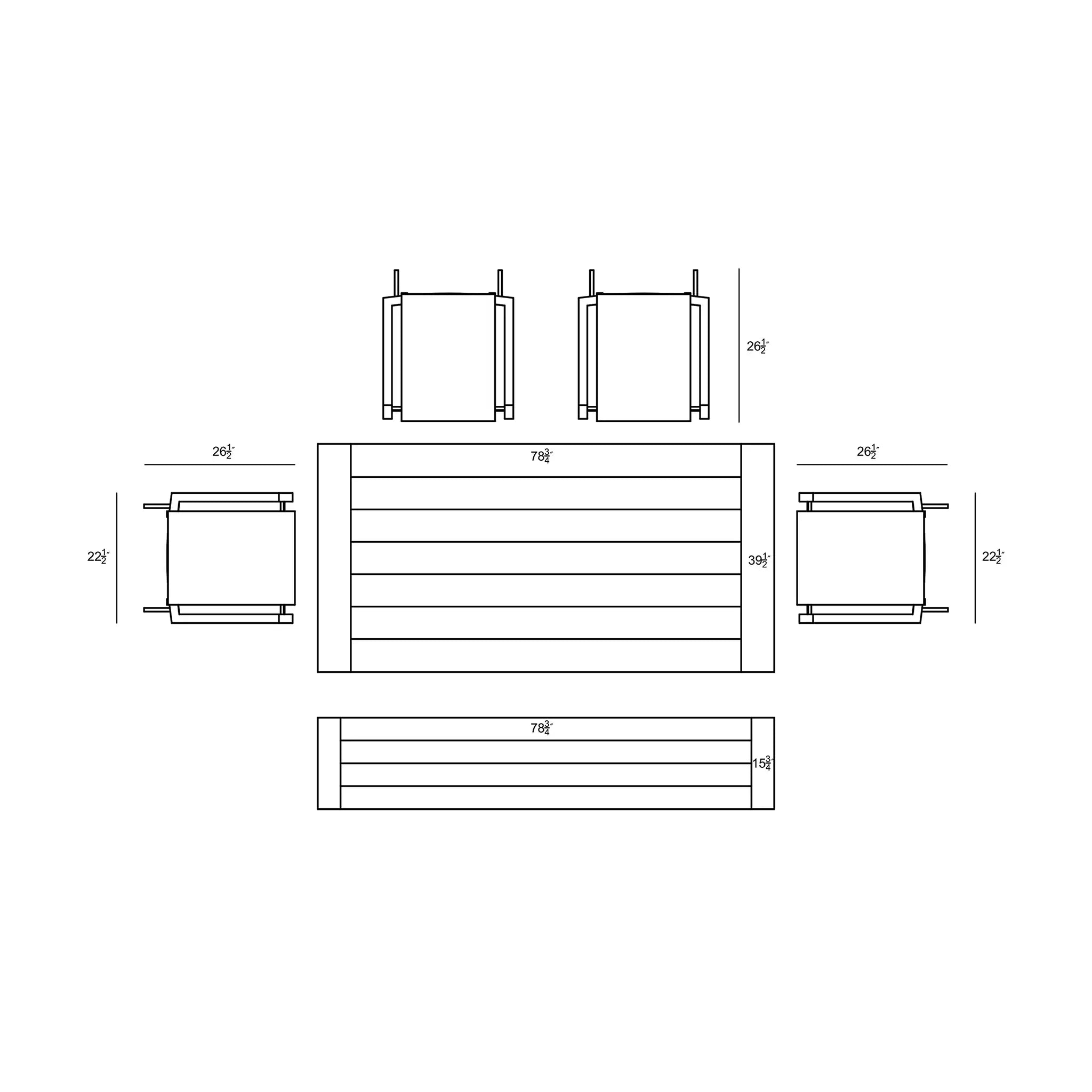 Harmonia Living Lift Mill 6 to 7 Seat Aluminum Reclaimed Teak Dining Set with Bench 8