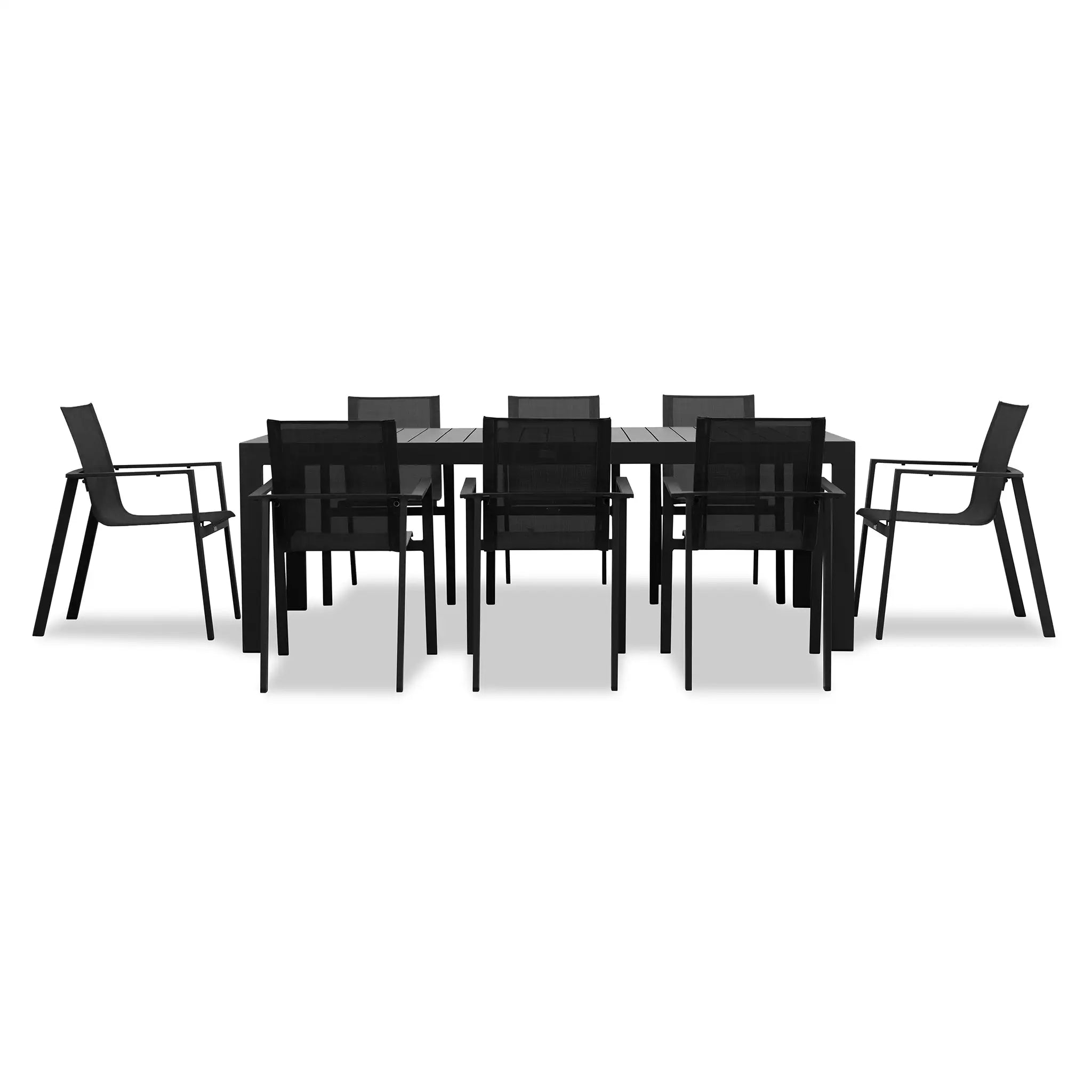 Harmonia Living Lift Classic 8 Seat Aluminum Rectangular Dining Set - Black/Black 1