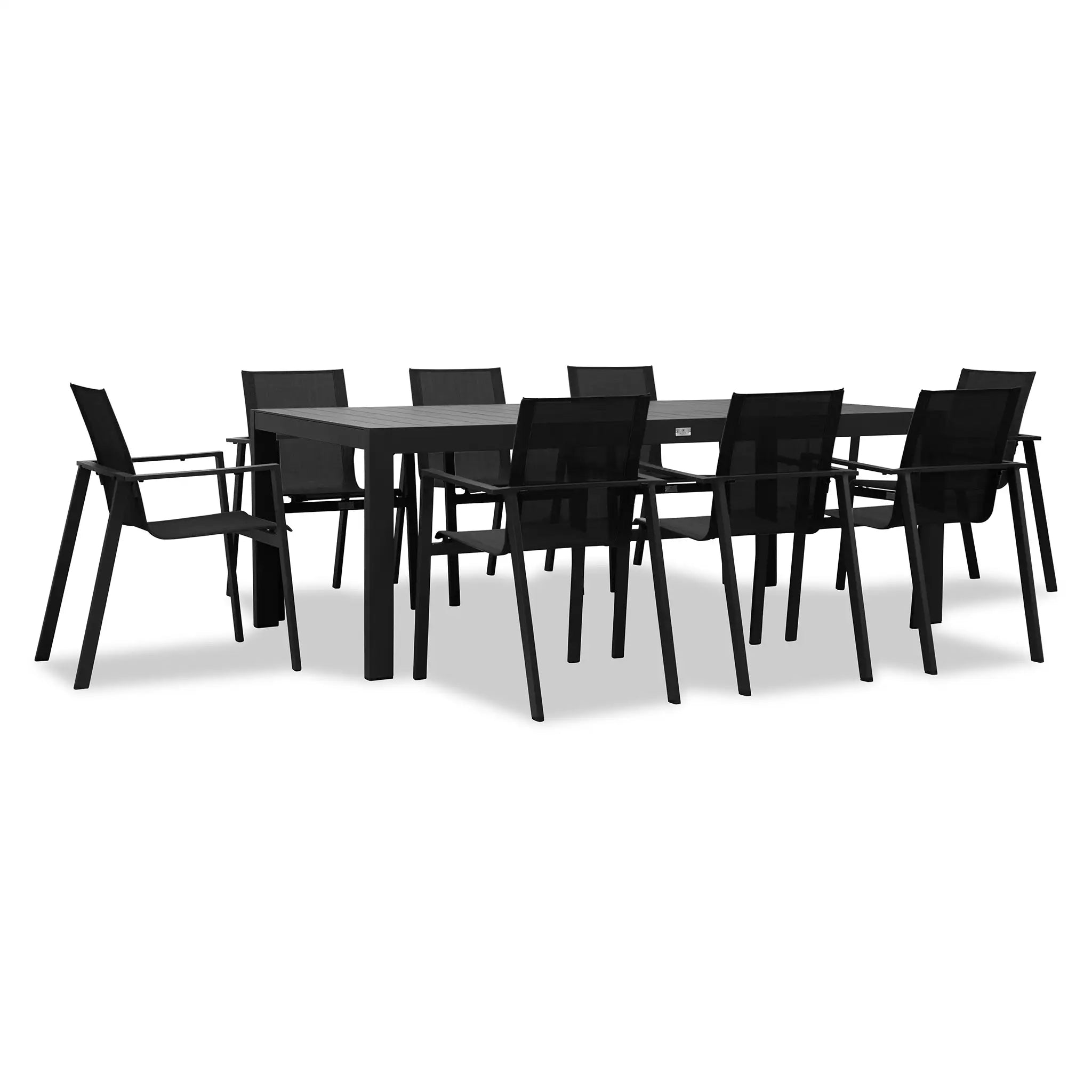 Harmonia Living Lift Classic 8 Seat Aluminum Rectangular Dining Set - Black/Black 2