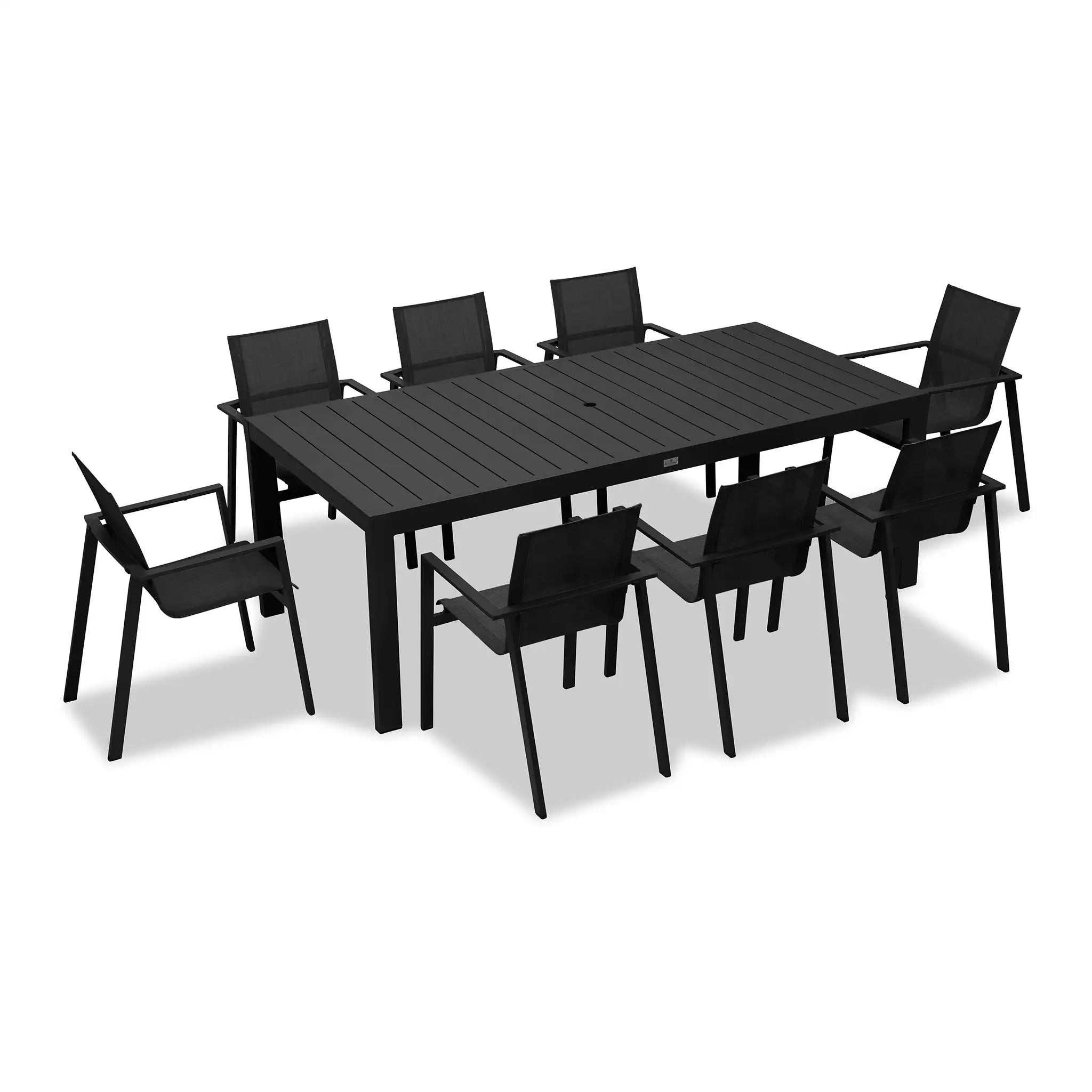 Harmonia Living Lift Classic 8 Seat Aluminum Rectangular Dining Set - Black/Black 3