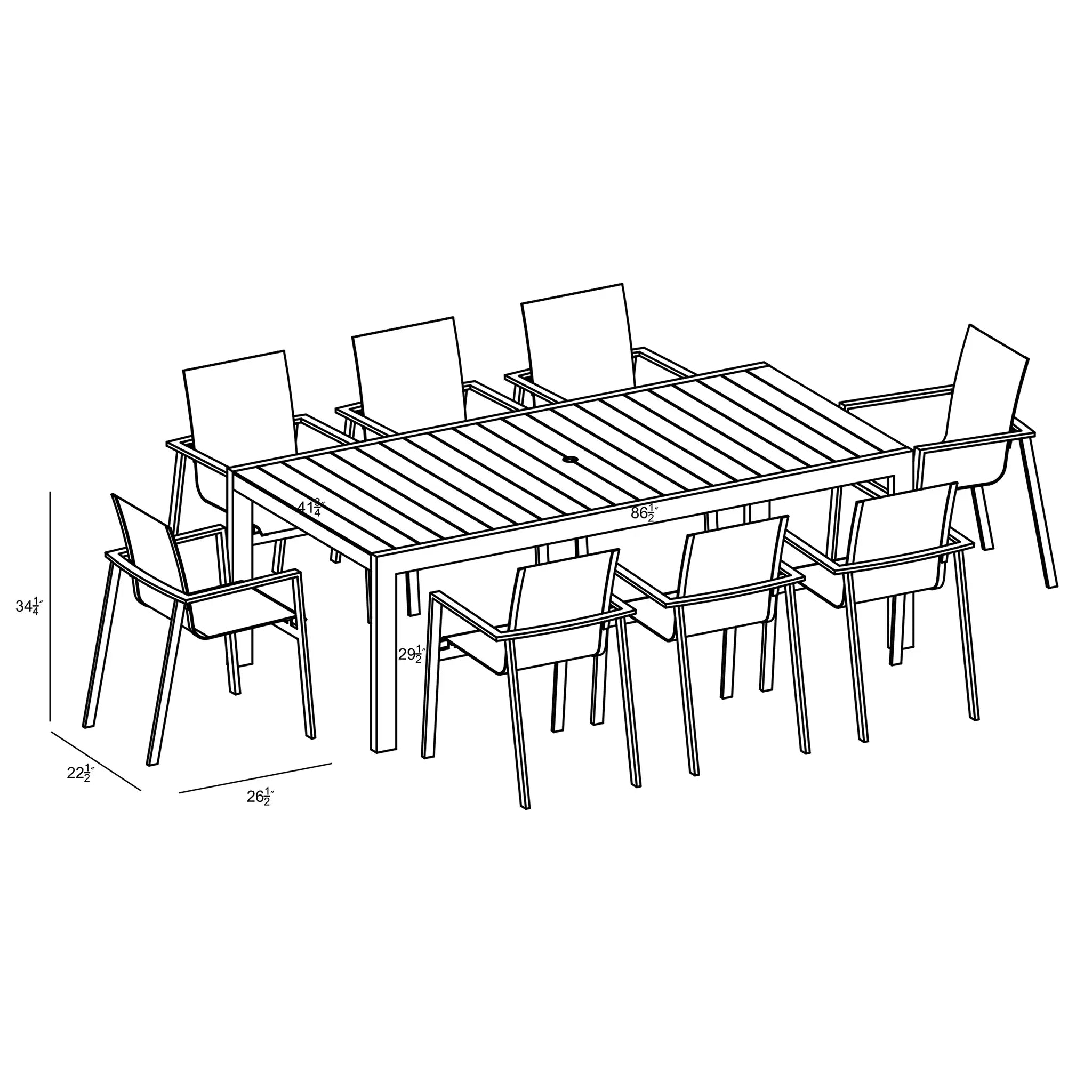 Harmonia Living Lift Classic 8 Seat Aluminum Rectangular Dining Set - Black/Black 6