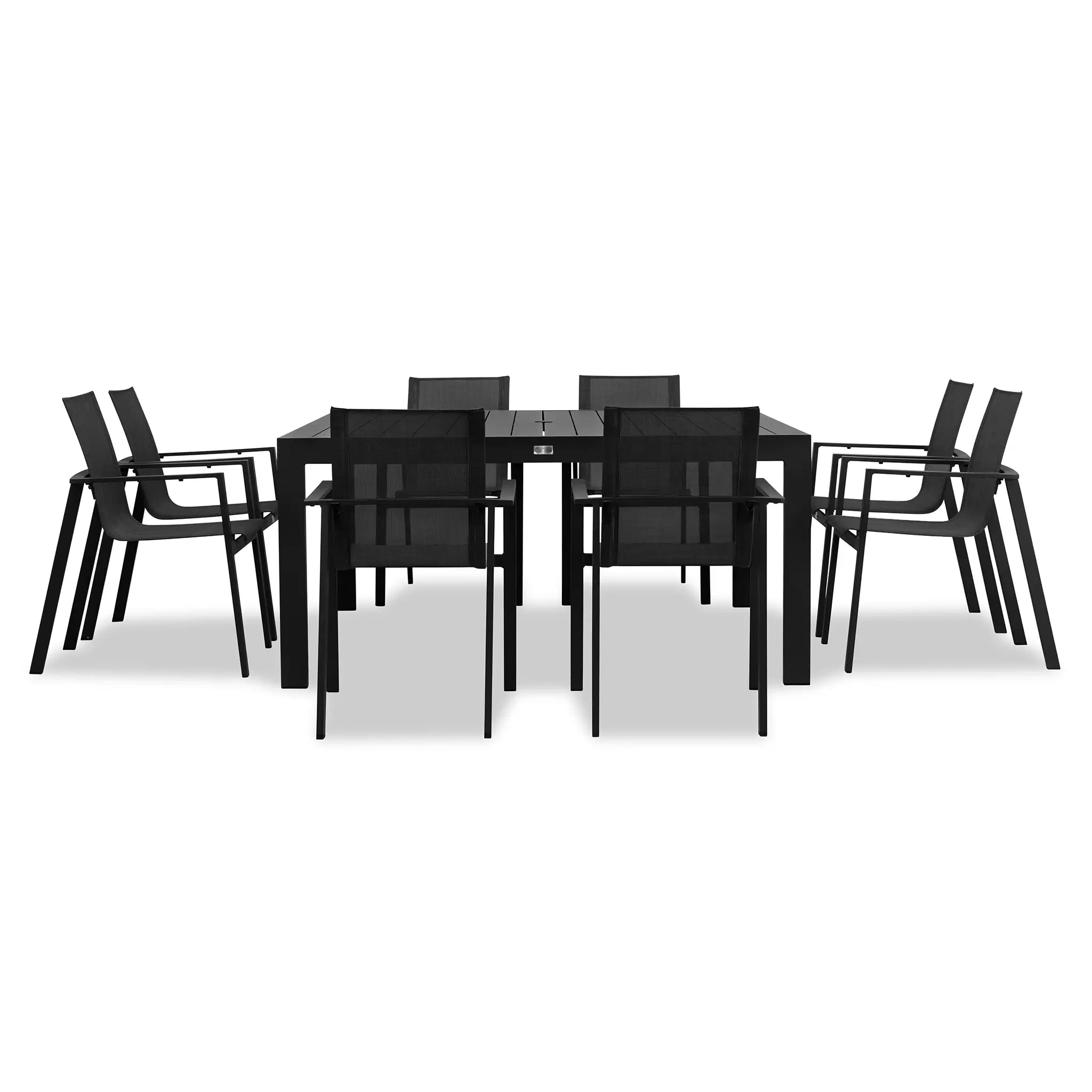 Harmonia Living Lift Classic 8 Seat Aluminum Square Dining Set - Black/Black 1