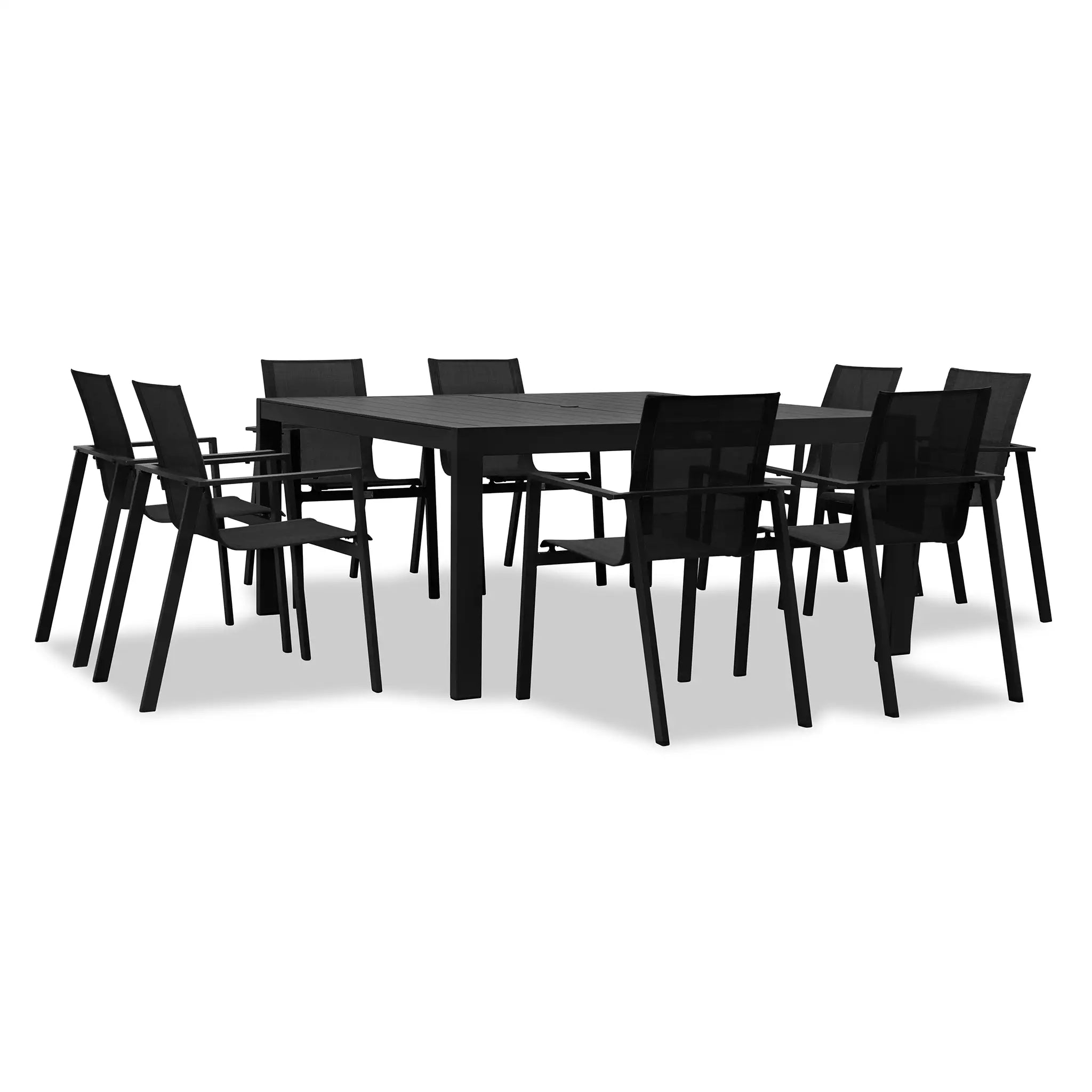 Harmonia Living Lift Classic 8 Seat Aluminum Square Dining Set - Black/Black 2