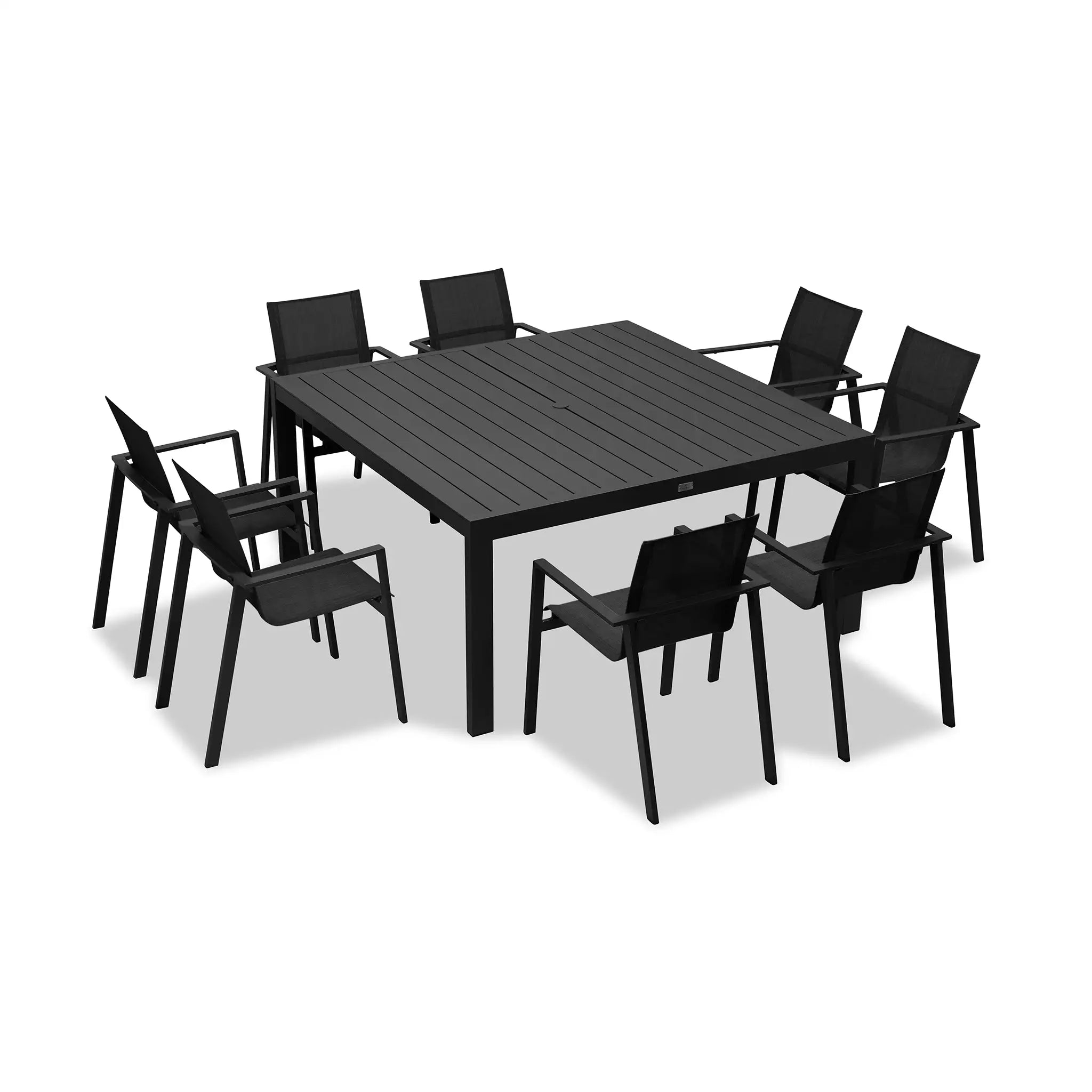 Harmonia Living Lift Classic 8 Seat Aluminum Square Dining Set - Black/Black 3