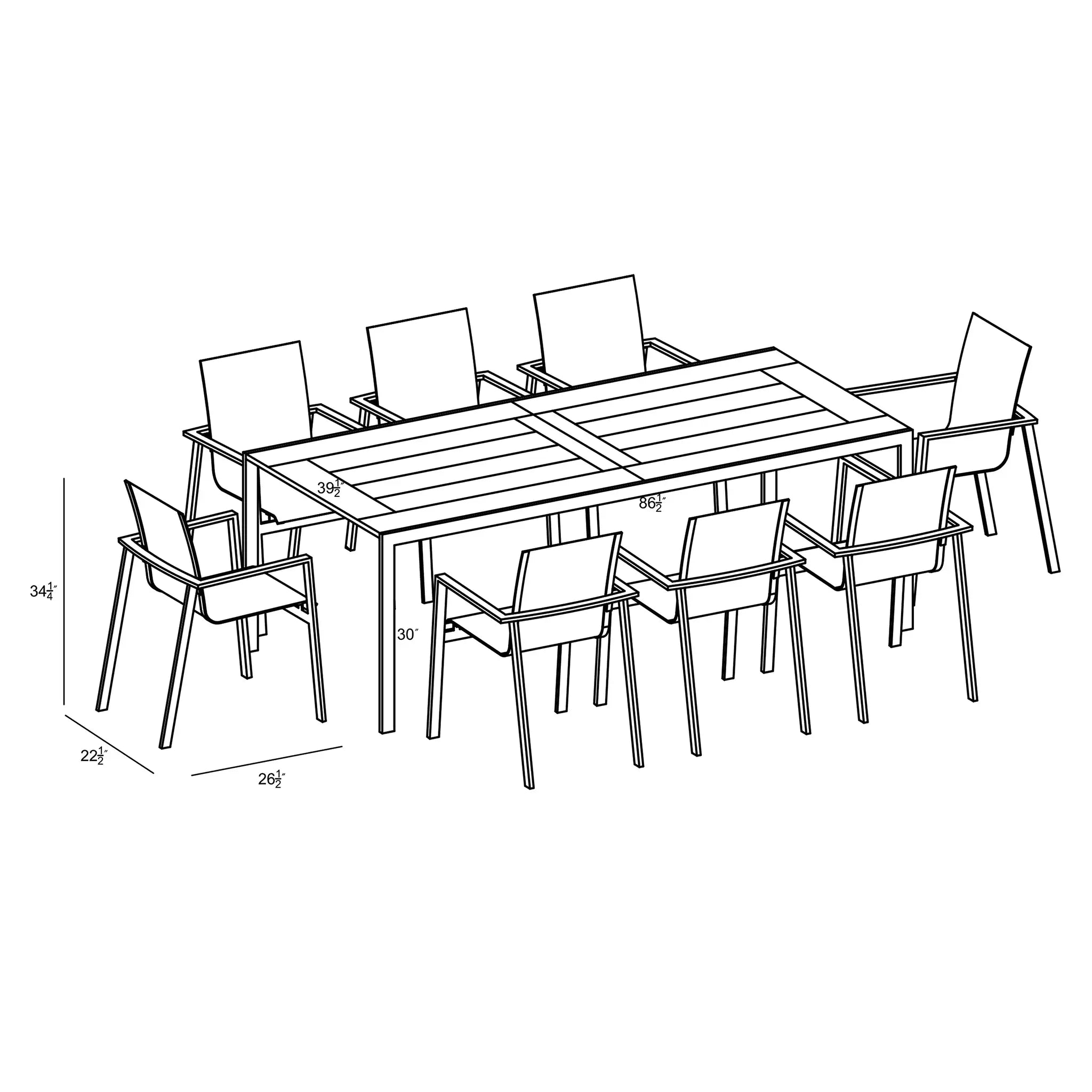 Harmonia Living Lift Communal 8 Seat Aluminum Extendable Reclaimed Teak Dining Set 7