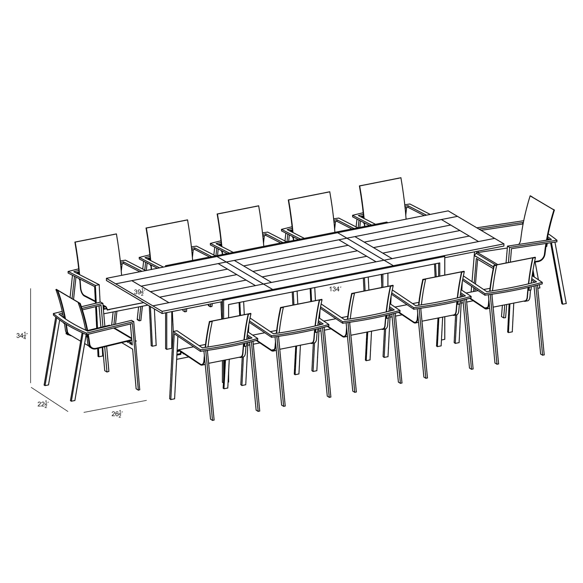 Harmonia Living Lift Communal 12 Seat Aluminum Extendable Reclaimed Teak Dining Set 7
