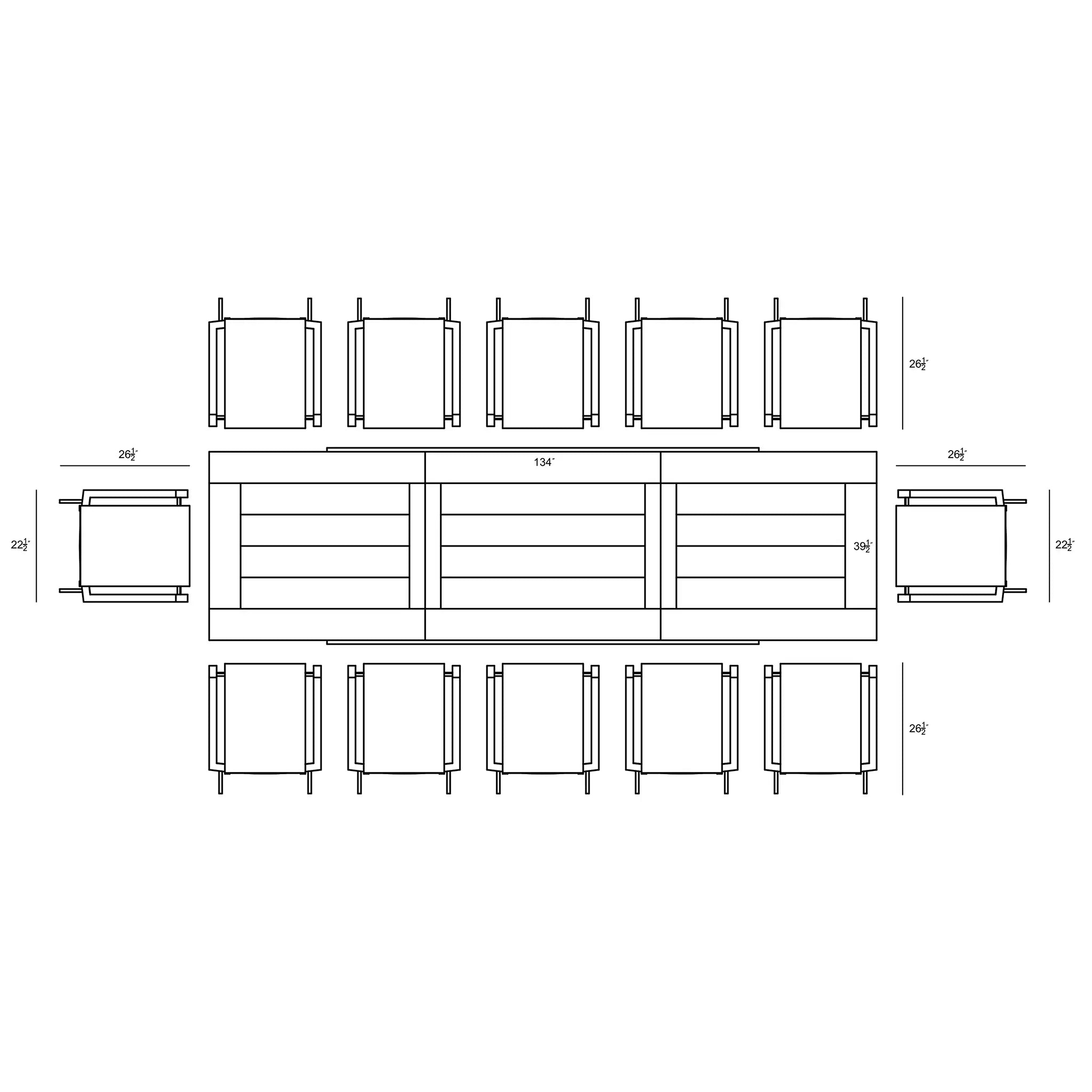 Harmonia Living Lift Communal 12 Seat Aluminum Extendable Reclaimed Teak Dining Set 8