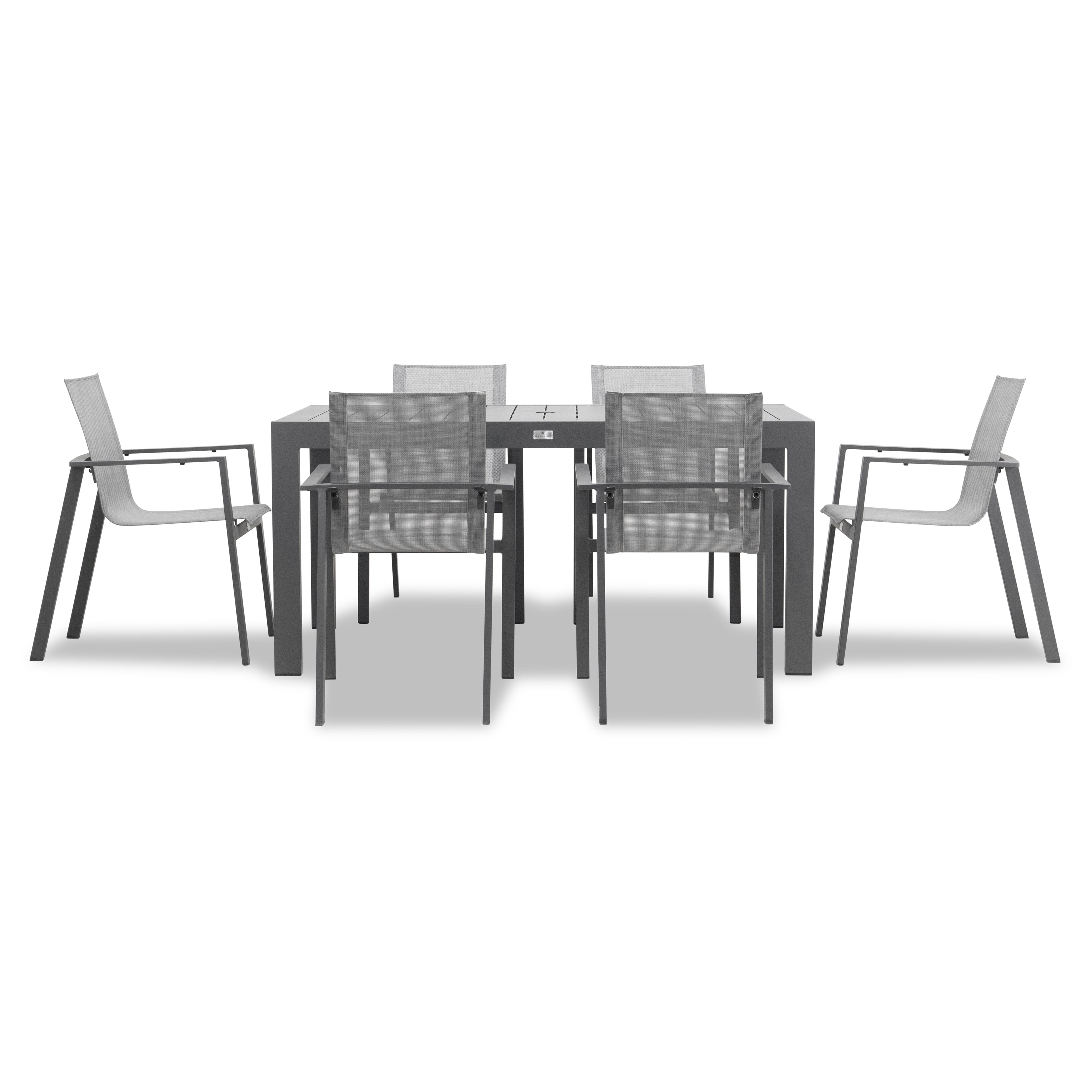 Lift Classic 6 Seat Aluminum Rectangular Dining Set#Finish_Slate