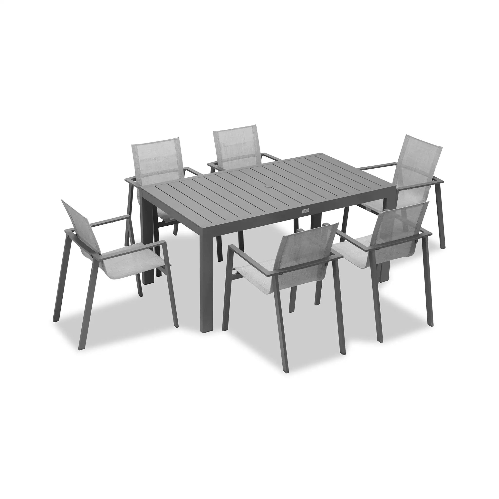 Harmonia Living Lift Classic 6 Seat Aluminum Rectangular Dining Set - Slate/Slate 3