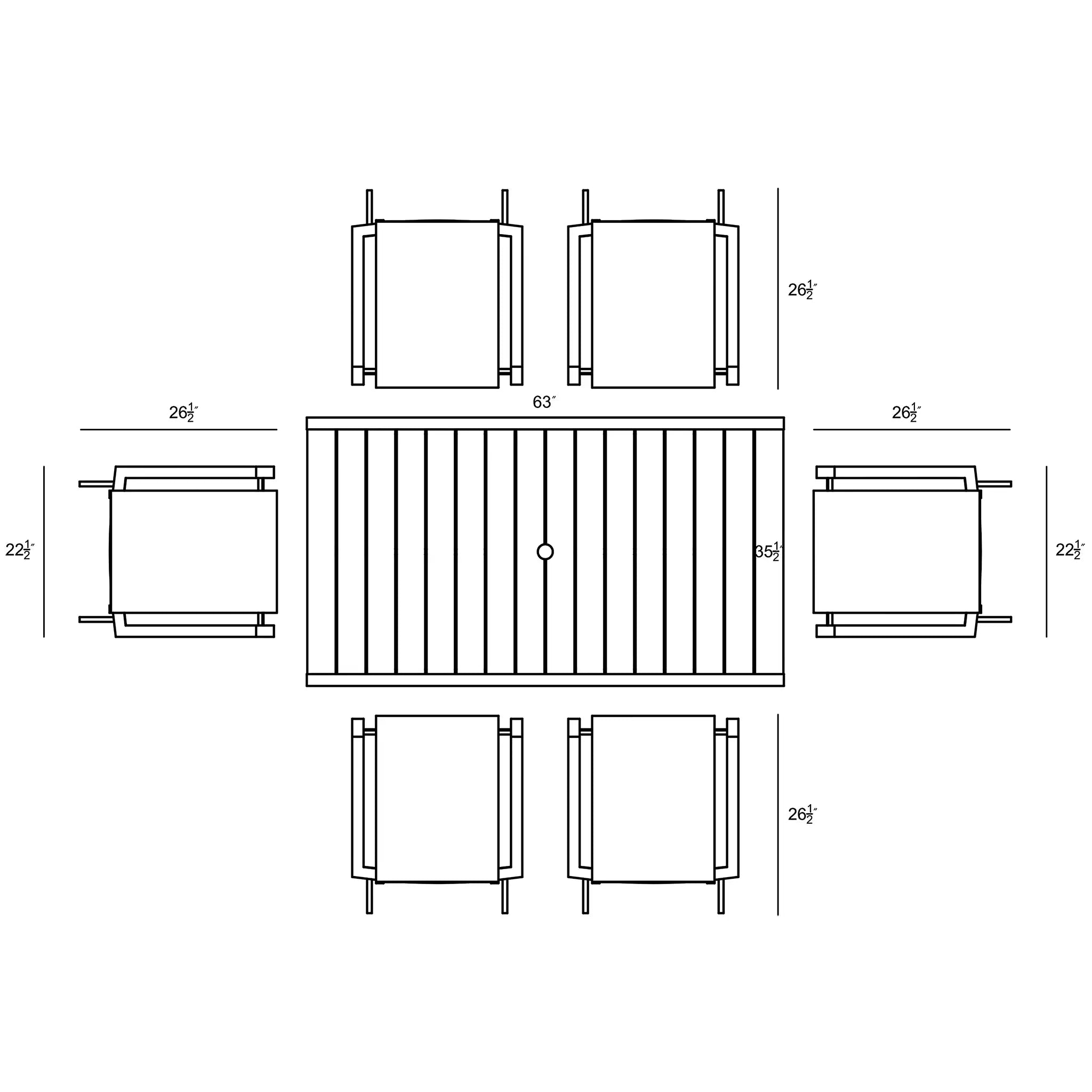 Harmonia Living Lift Classic 6 Seat Aluminum Rectangular Dining Set - Slate/Slate 7