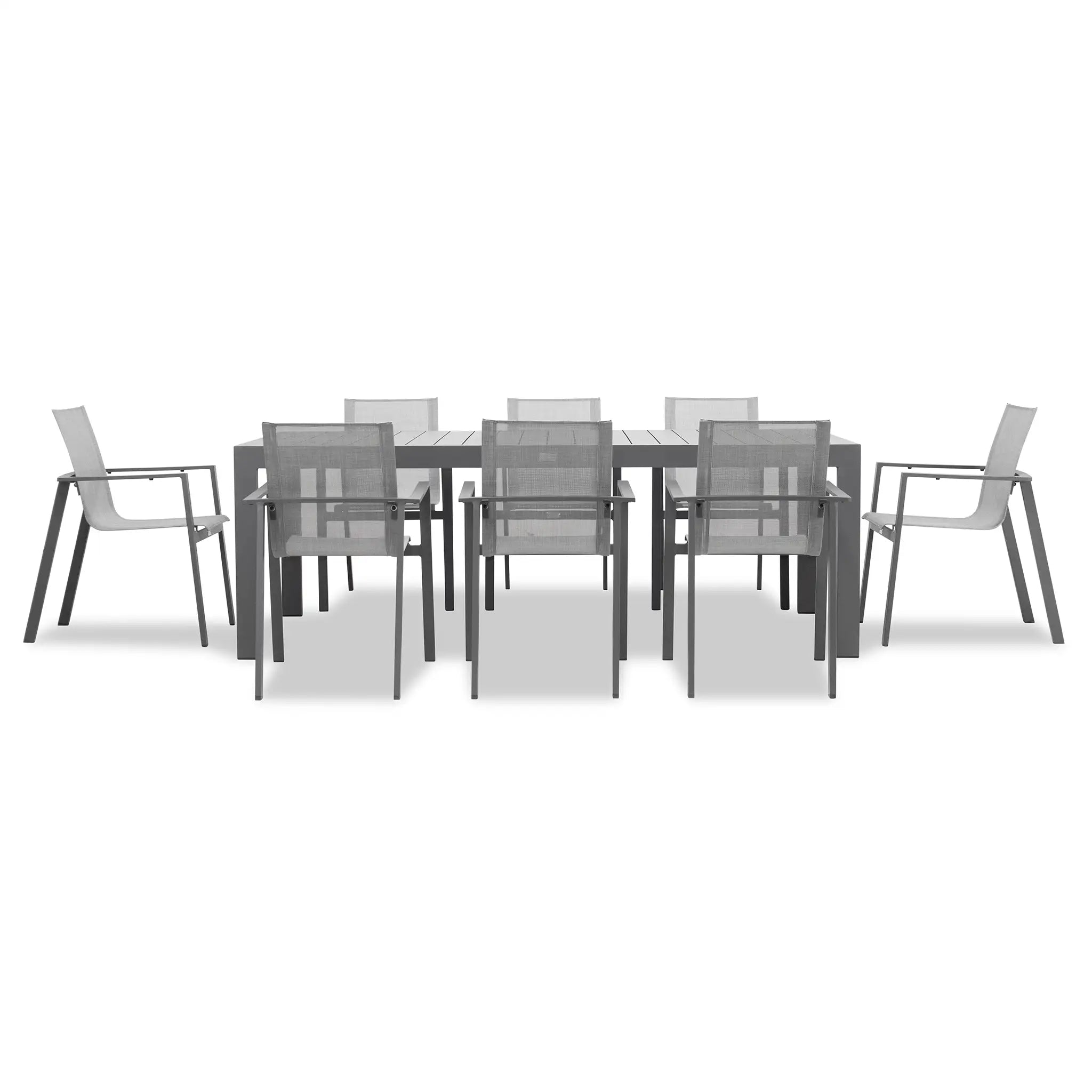 Harmonia Living Lift Classic 8 Seat Aluminum Rectangular Dining Set - Slate/Slate 1