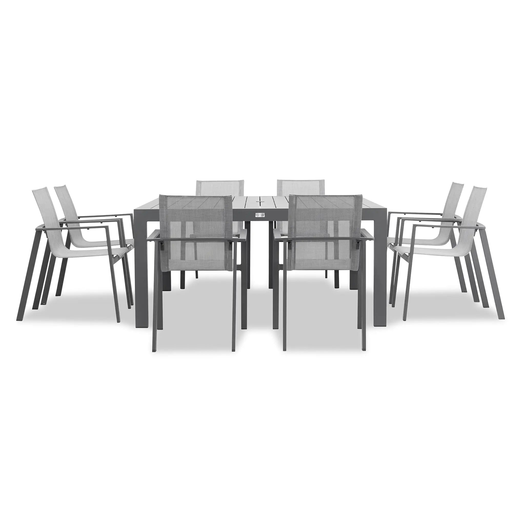 Harmonia Living Lift Classic 8 Seat Aluminum Square Dining Set - Slate/Slate 1