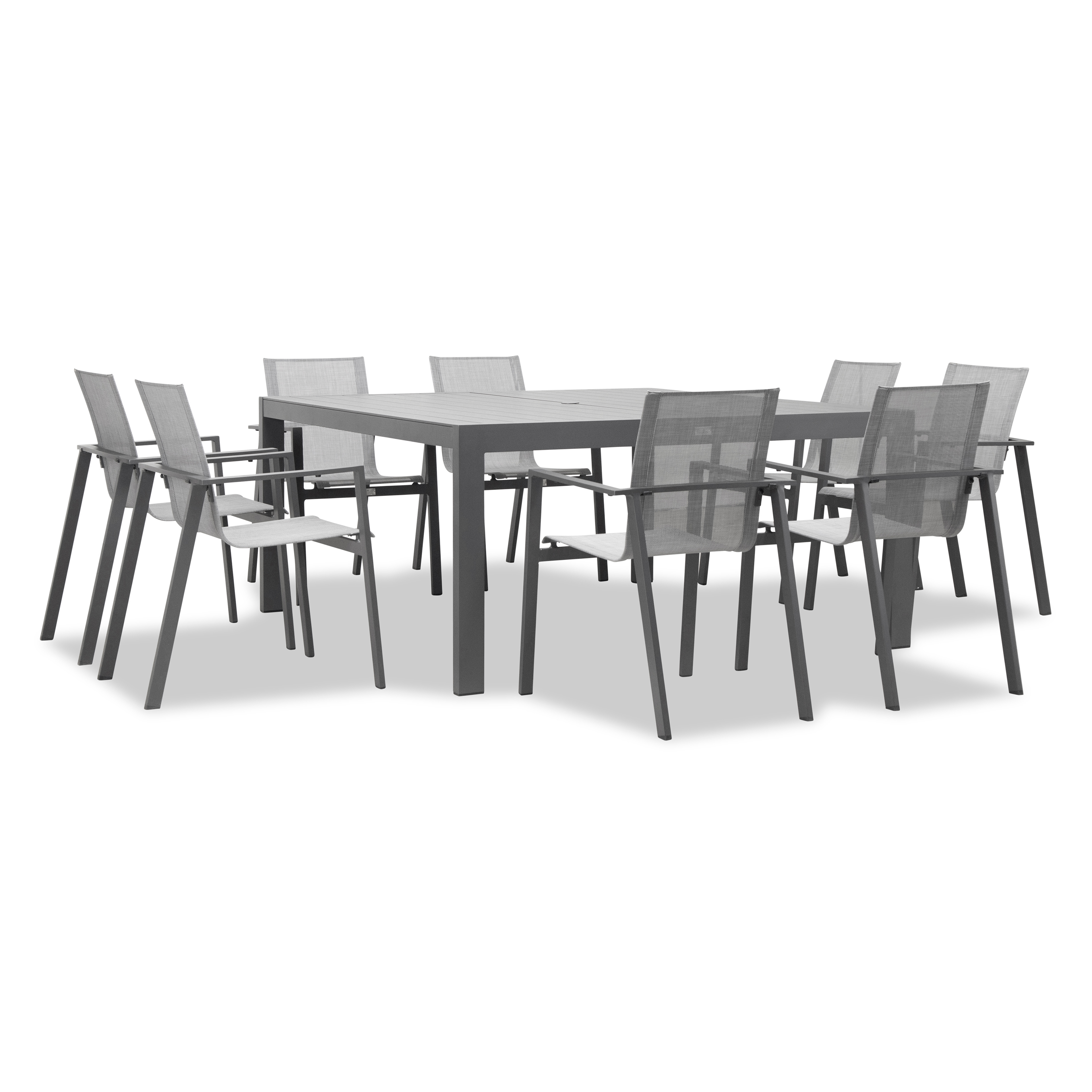 Lift Classic 8 Seat Aluminum Square Dining Set#Finish_Slate