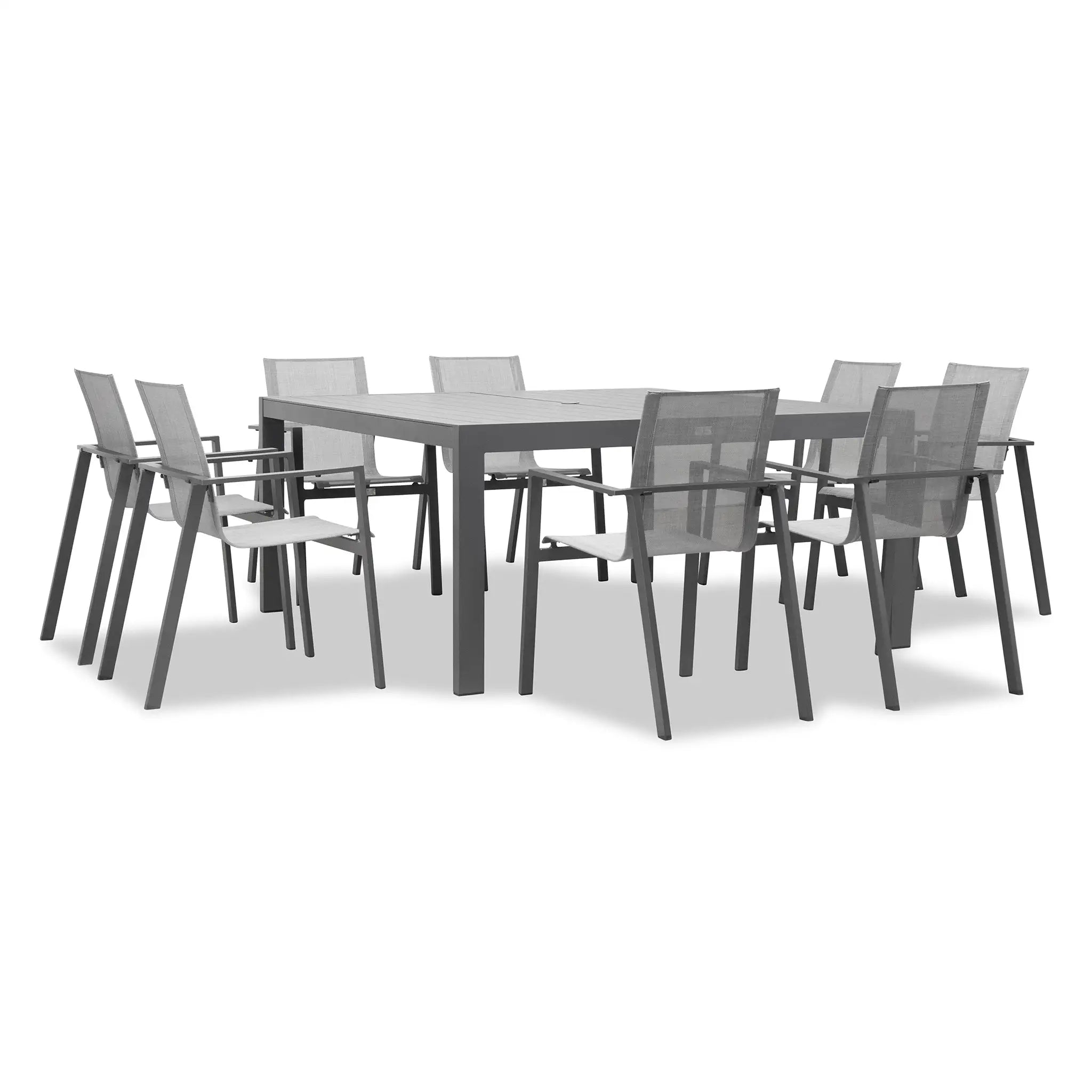 Harmonia Living Lift Classic 8 Seat Aluminum Square Dining Set - Slate/Slate 2
