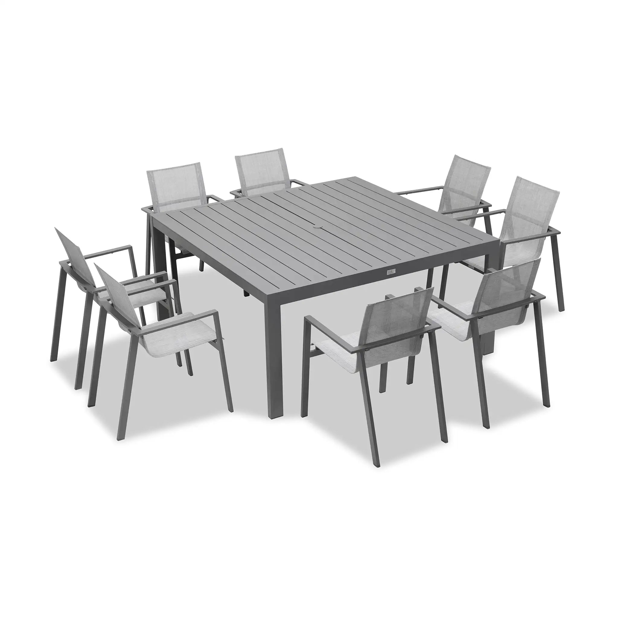 Harmonia Living Lift Classic 8 Seat Aluminum Square Dining Set - Slate/Slate 3